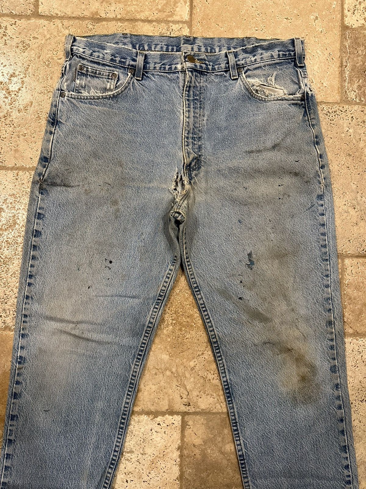 Carhartt Vintage Carhartt Thrashed / Distressed Blue Denim Jeans Size US 36 / EU 52 - 6 Thumbnail