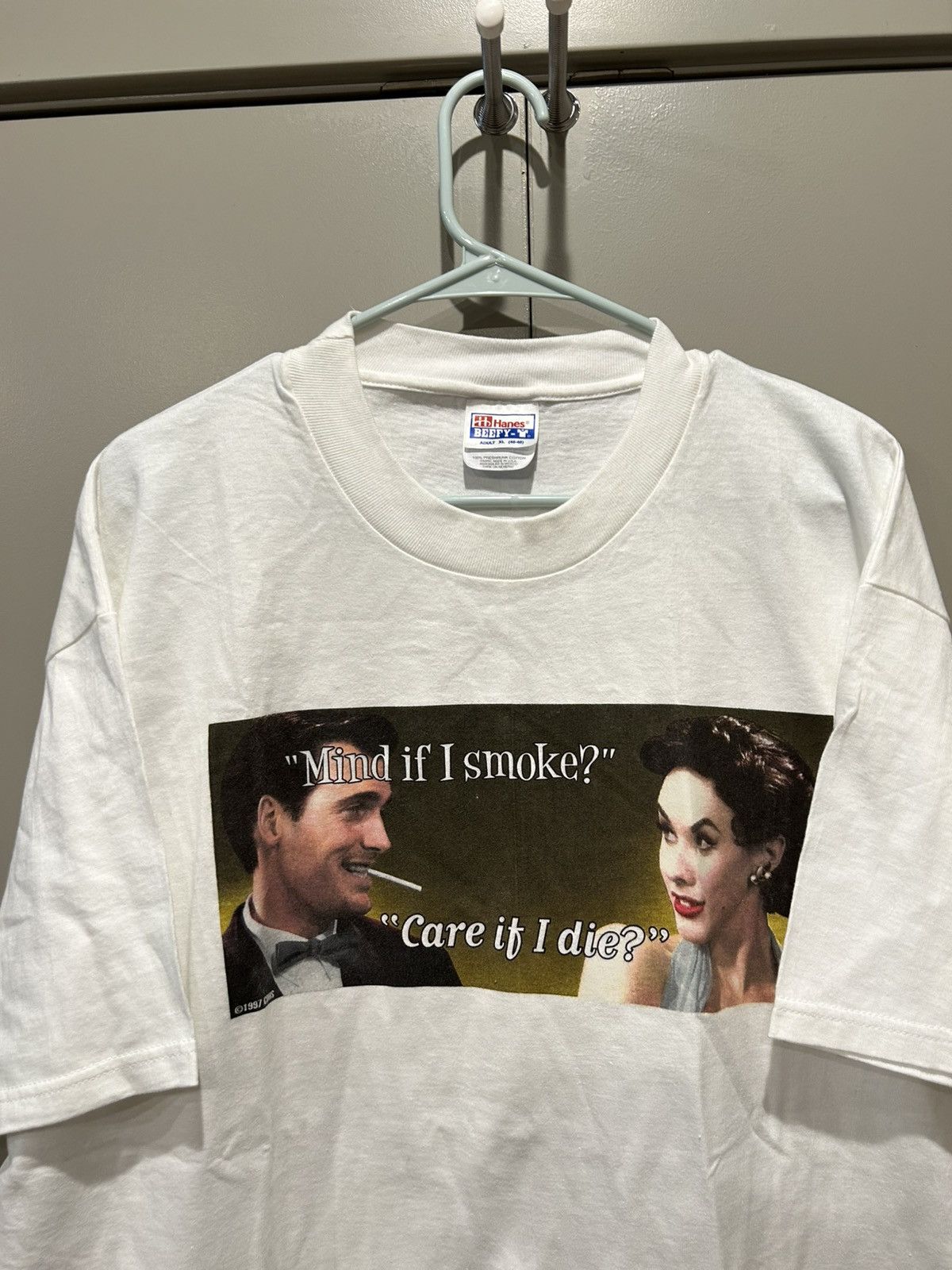 Vintage VTG Anti Cigarette Smoking “Mind If I Smoke.. Care If I Die? Size US XL / EU 56 / 4 - 1 Thumbnail