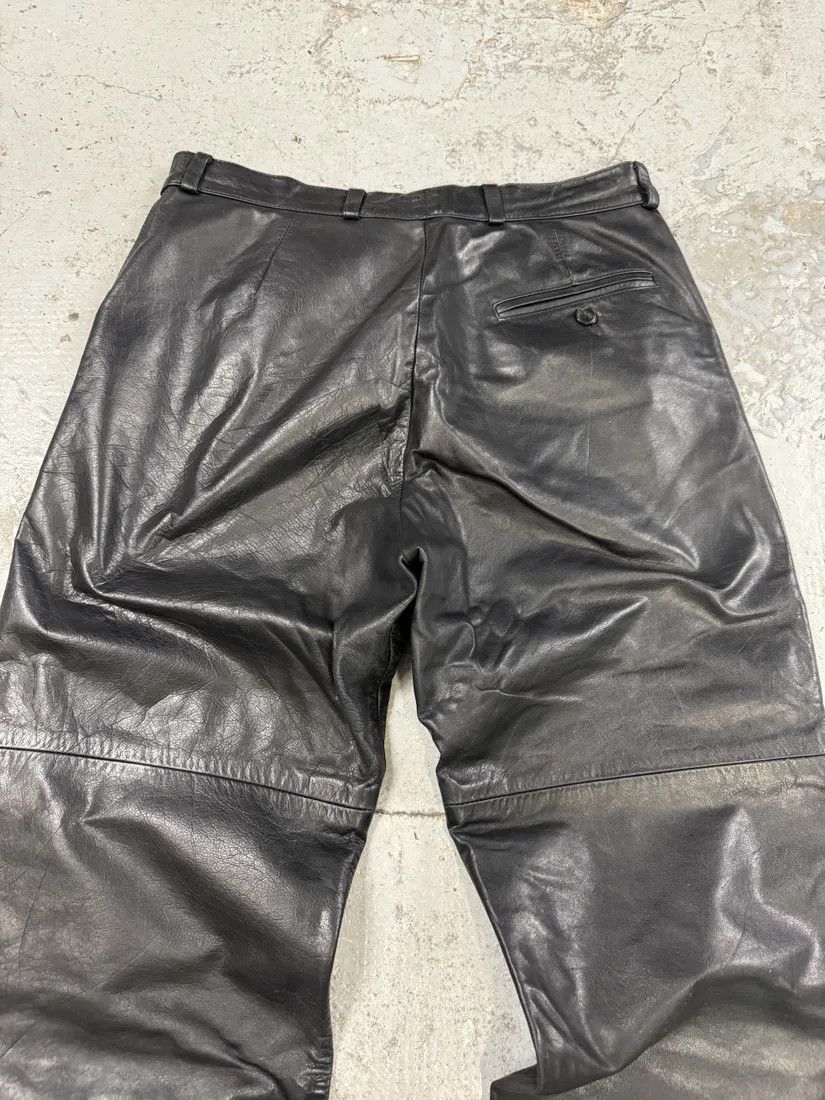 Emporio Armani × Vintage 1990s Emporio Armani Black Leather Biker Pants Size US 32 / EU 48 - 6 Thumbnail
