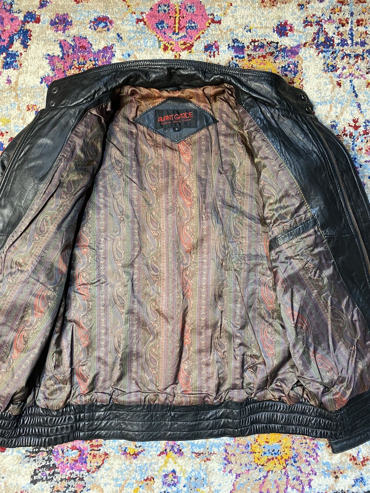 Vintage CLASSIC AVANT GARDE GENUINE SHEEPSKIN BOMBER LEATHER JACKET Size US L / EU 52-54 / 3 - 4 Thumbnail
