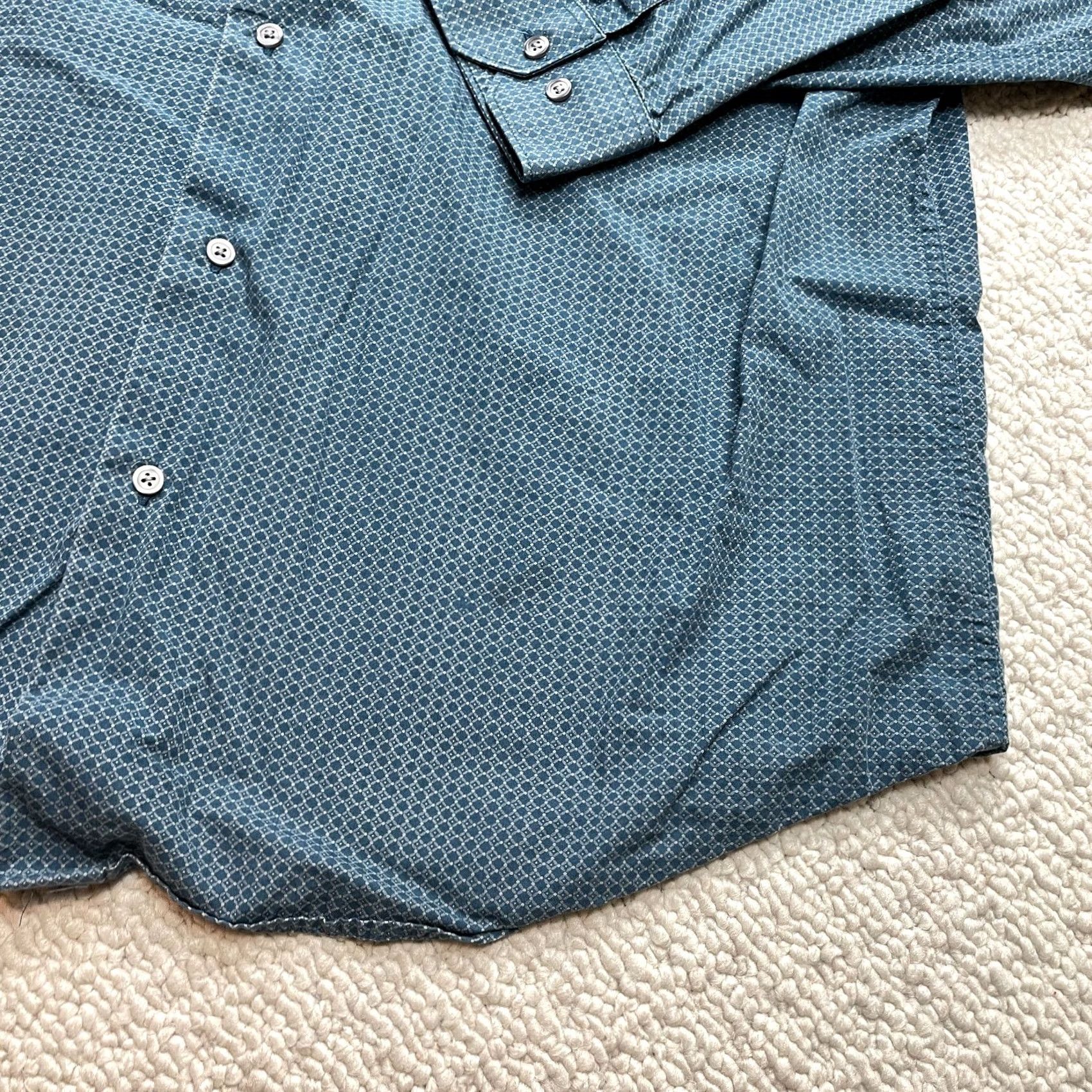 Apt. 9 Apt. 9 Button-Down Shirt Mens 2XL 54 Blue Diamond Long Sleeve Cotton Collared Size US XXL / EU 58 / 5 - 3 Thumbnail
