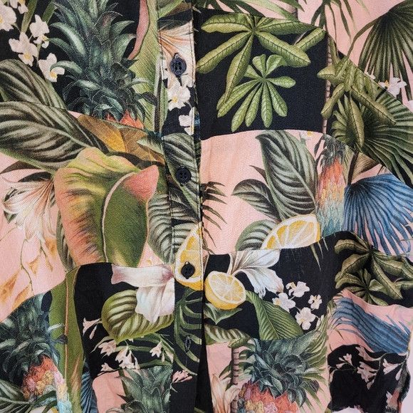 Farm Rio Farm Rio Floral Leaves Button Up Short Sleeve Shirt - Size S Size S / US 4 / IT 40 - 5 Thumbnail