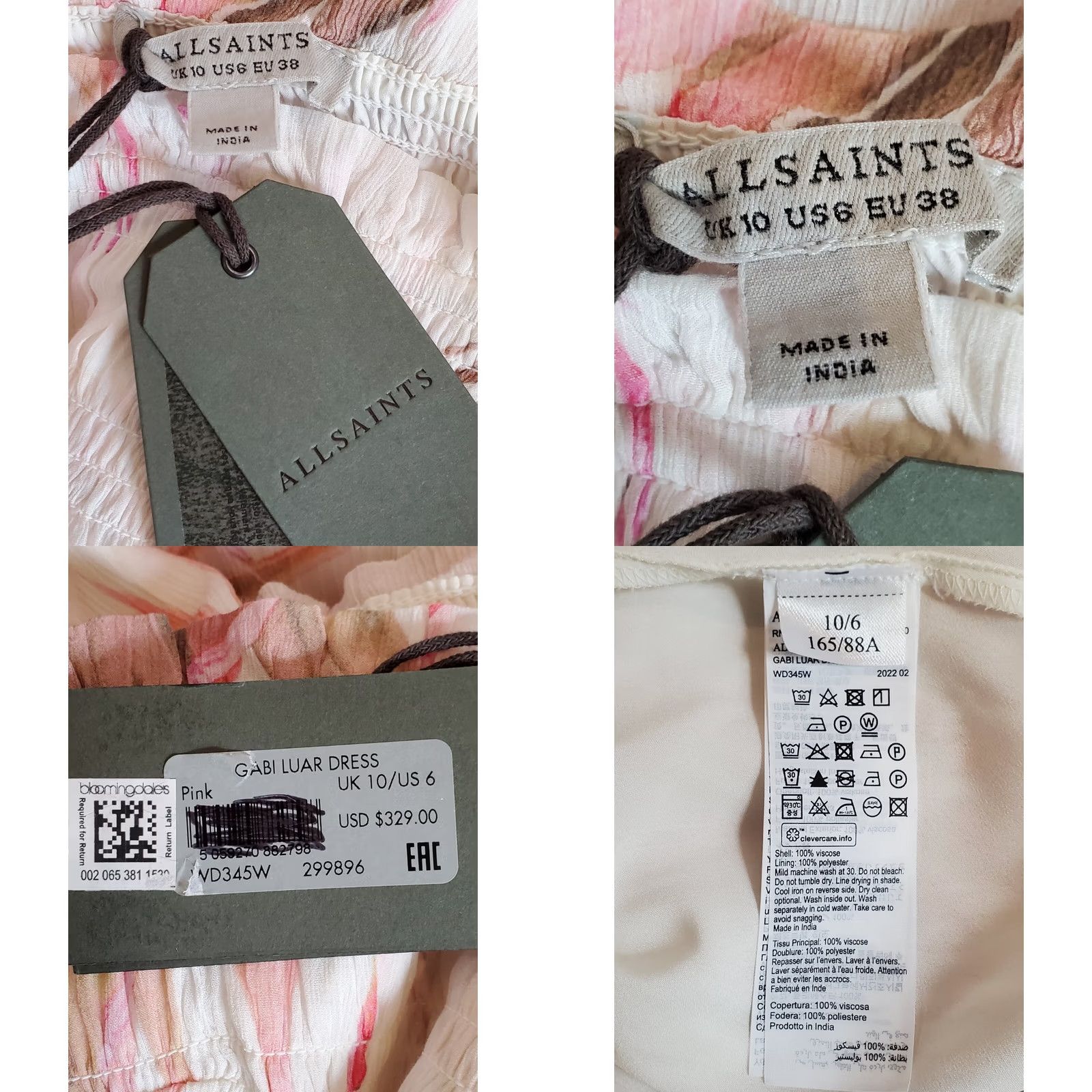 Allsaints ALLSaints Gabi Luar Strappy High / Low Dress Pink India Women's US 6 New Size M / US 6-8 / IT 42-44 - 8 Thumbnail