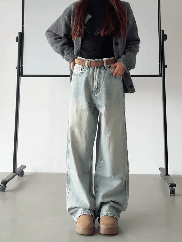 Jean Higuchi x Keito Light Blue Wide Leg Washed Baggy Jeans Size US 33 - 2 Thumbnail