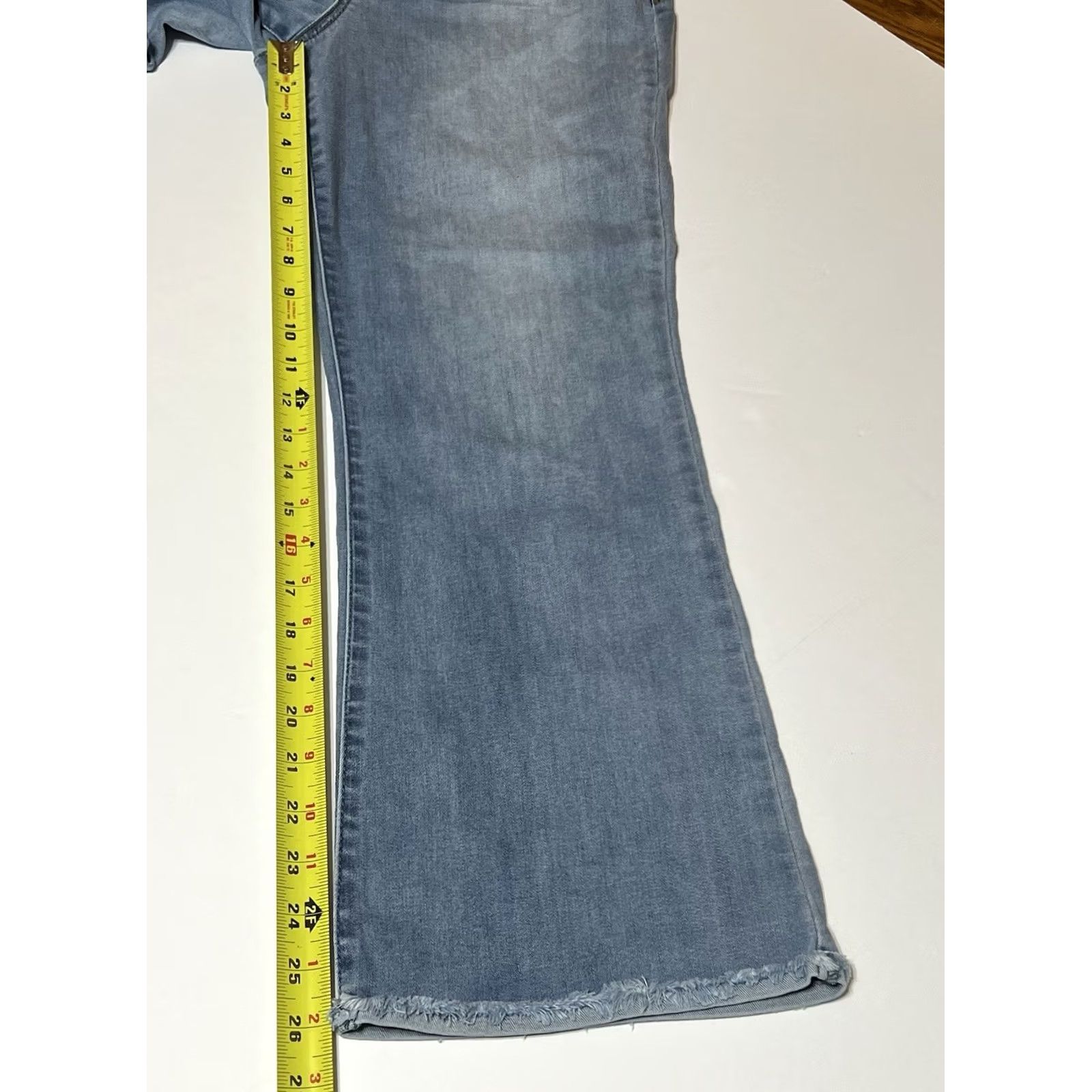Vintage Democracy Ab Technology Cropped Boot Cut Jeans Raw Hem Blue 12 Women Size 34" / US 12 / IT 48 - 5 Thumbnail