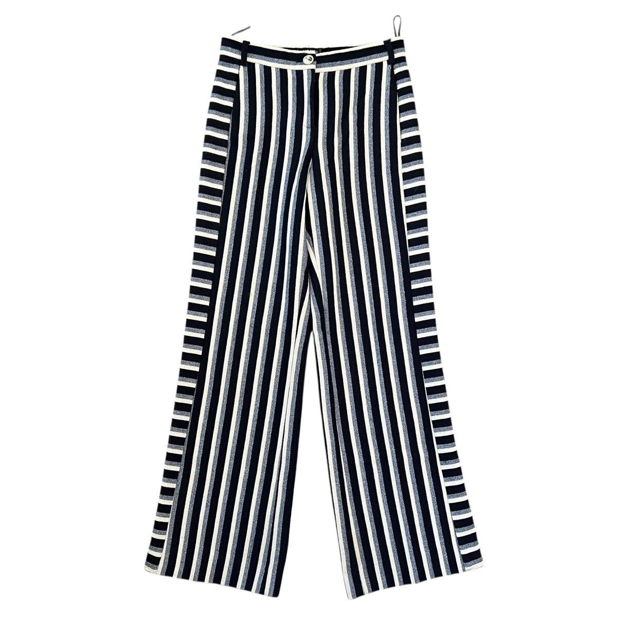 Chanel CHANEL 2019 Resort × Karl Lagerfeld Wool Striped Wide Pants Size US 30 / EU 46 - 1 Thumbnail