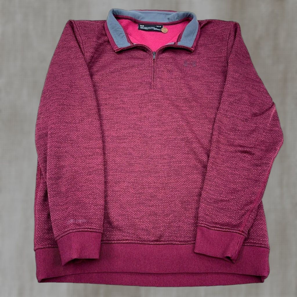 Under Armour VINTAGE Under Armour Sweatshirt Men Large Pink Pullover Zip Golf Weatherproof Running Athletic Baltics Size US L / EU 52-54 / 3 - 1 Thumbnail