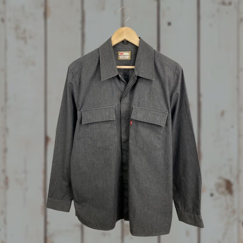 Vintage VINTAGE Levi’s Shirt L Gray 1990s Sta Prest Retro Rare Hype Y2K Mens Size US L / EU 52-54 / 3 - 1 Thumbnail