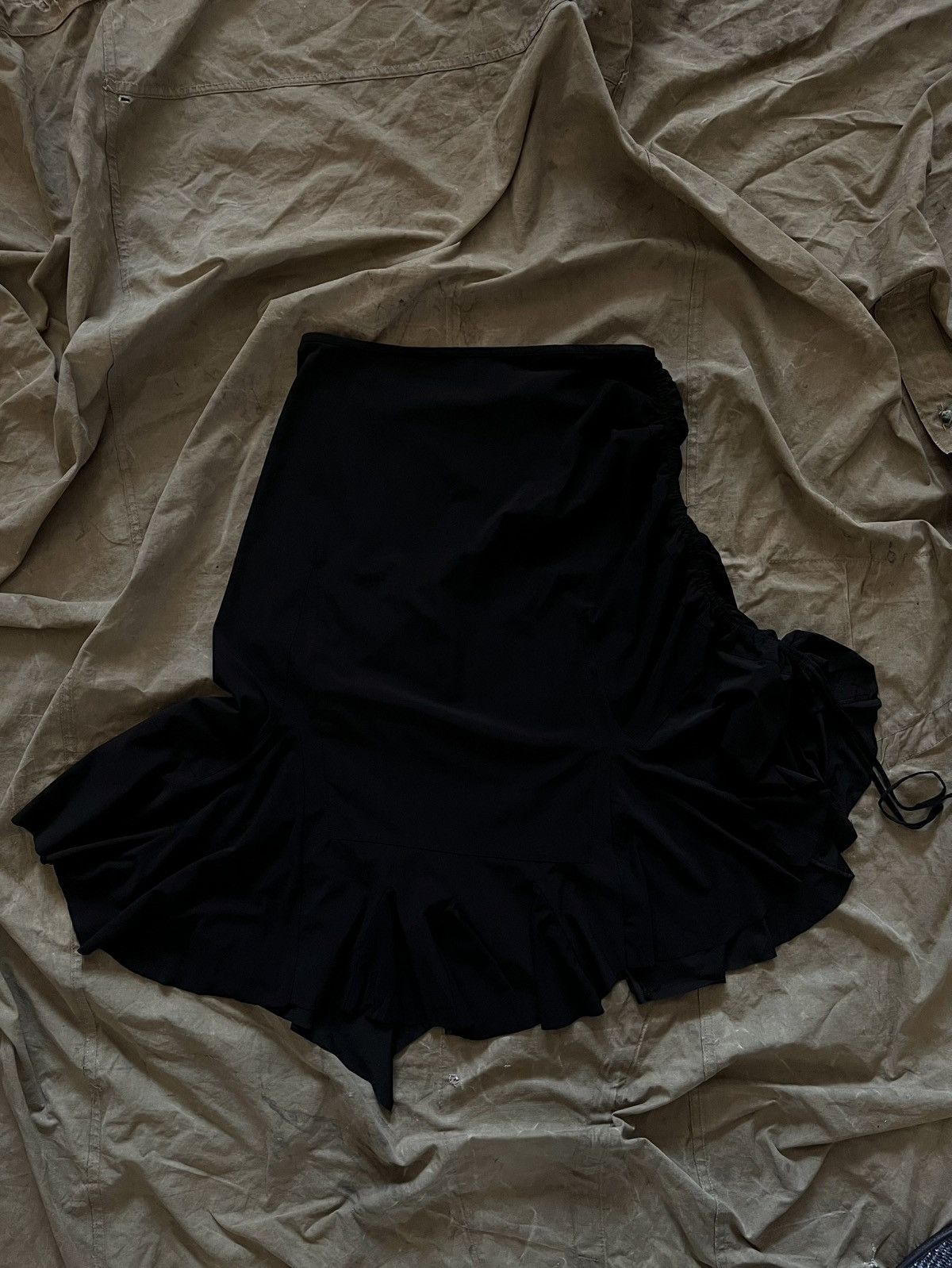 Marithé + François Girbaud Black Asymmetric Drawstring Skirt