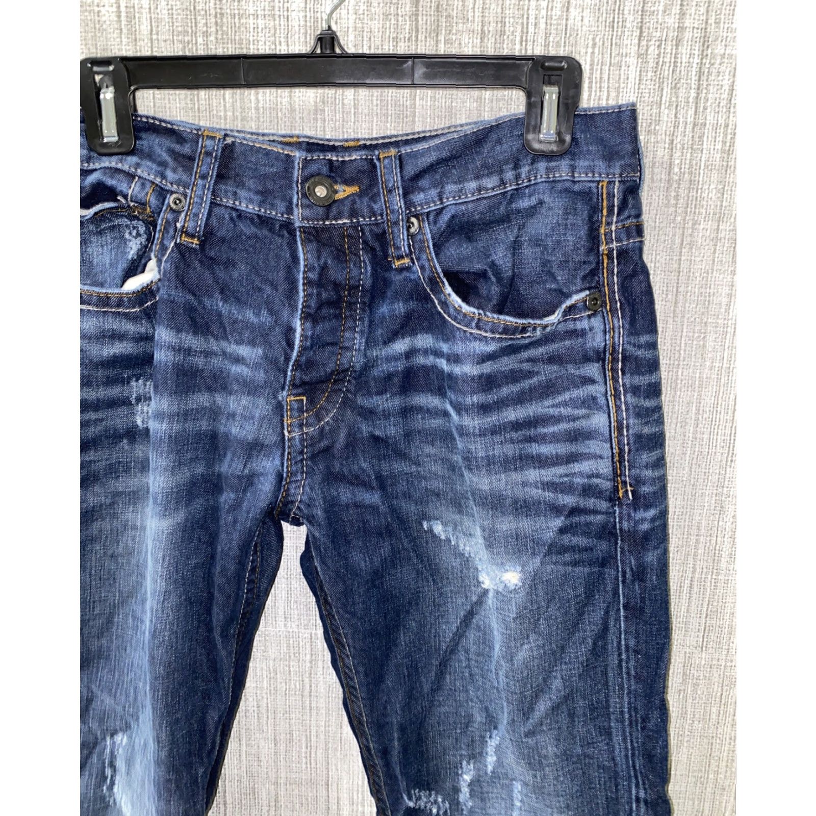 BKE BKE Denim Jeans Mens Carter Blue 31R X 31 Button Fly Distressed Size US 31 - 3 Thumbnail