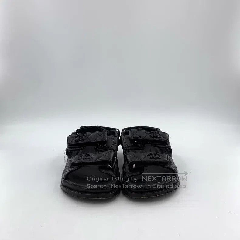 Chanel Chanel Black logo Velcro casual flat sandals Size US 7.5 / IT 37.5 - 3 Thumbnail