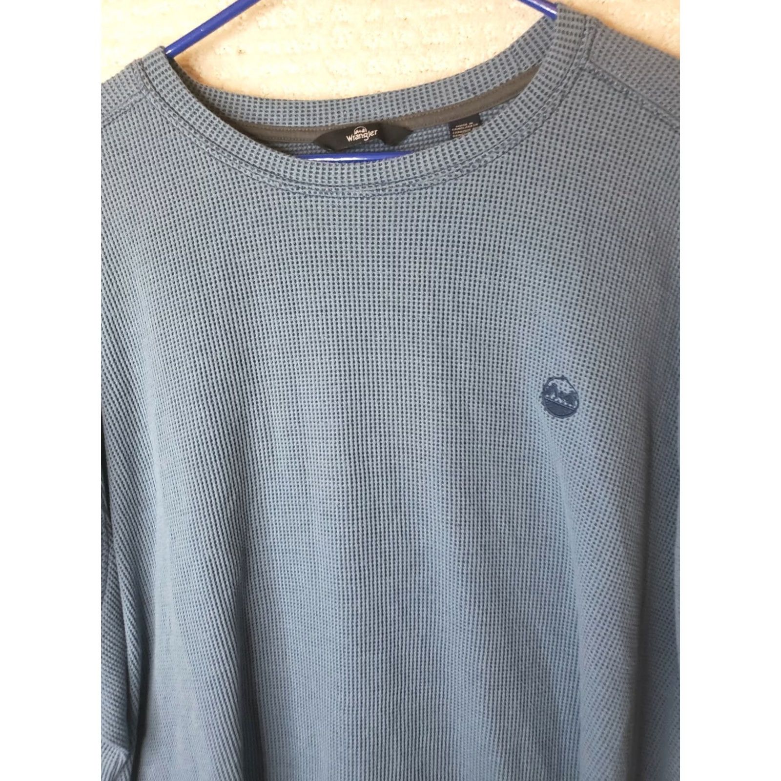 Wrangler Wrangler Mens 4XL Blue Long Sleeve Crew Neck Thermal Waffle Knit Shirt Pullover Size US XXL / EU 58 / 5 - 3 Thumbnail