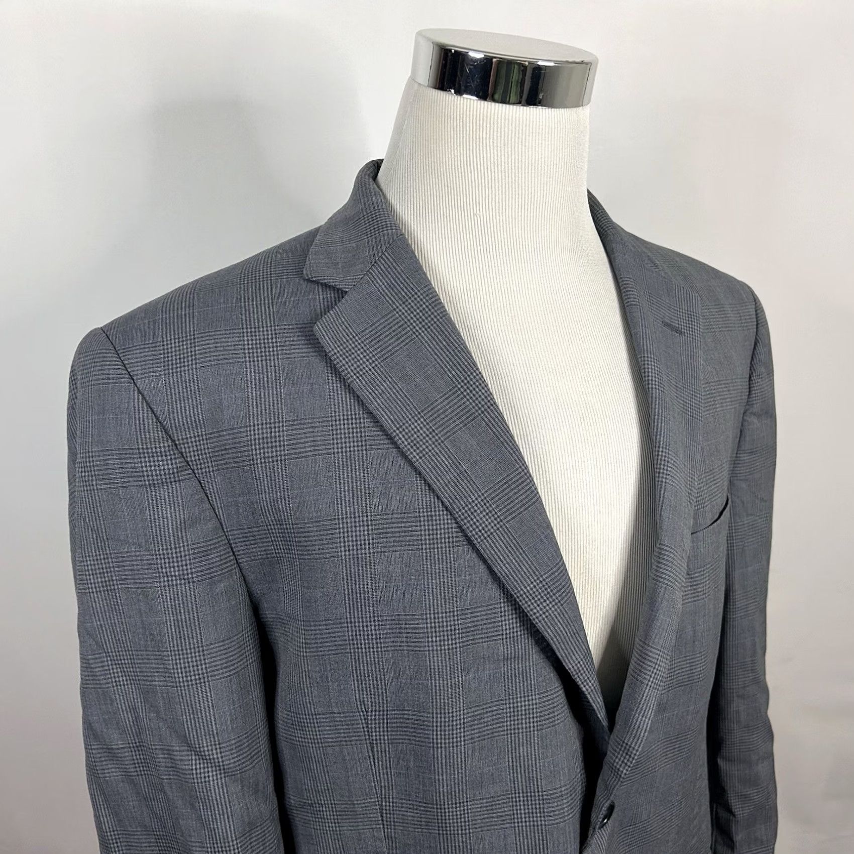 Jos. A. Bank Jos A Bank 44S Tailored Fit Sport Coat Two-Button 100% Wool Gray Glen Plaid Jacket Mens Regular Short Length Size US XS / EU 42 / 0 - 2 Thumbnail