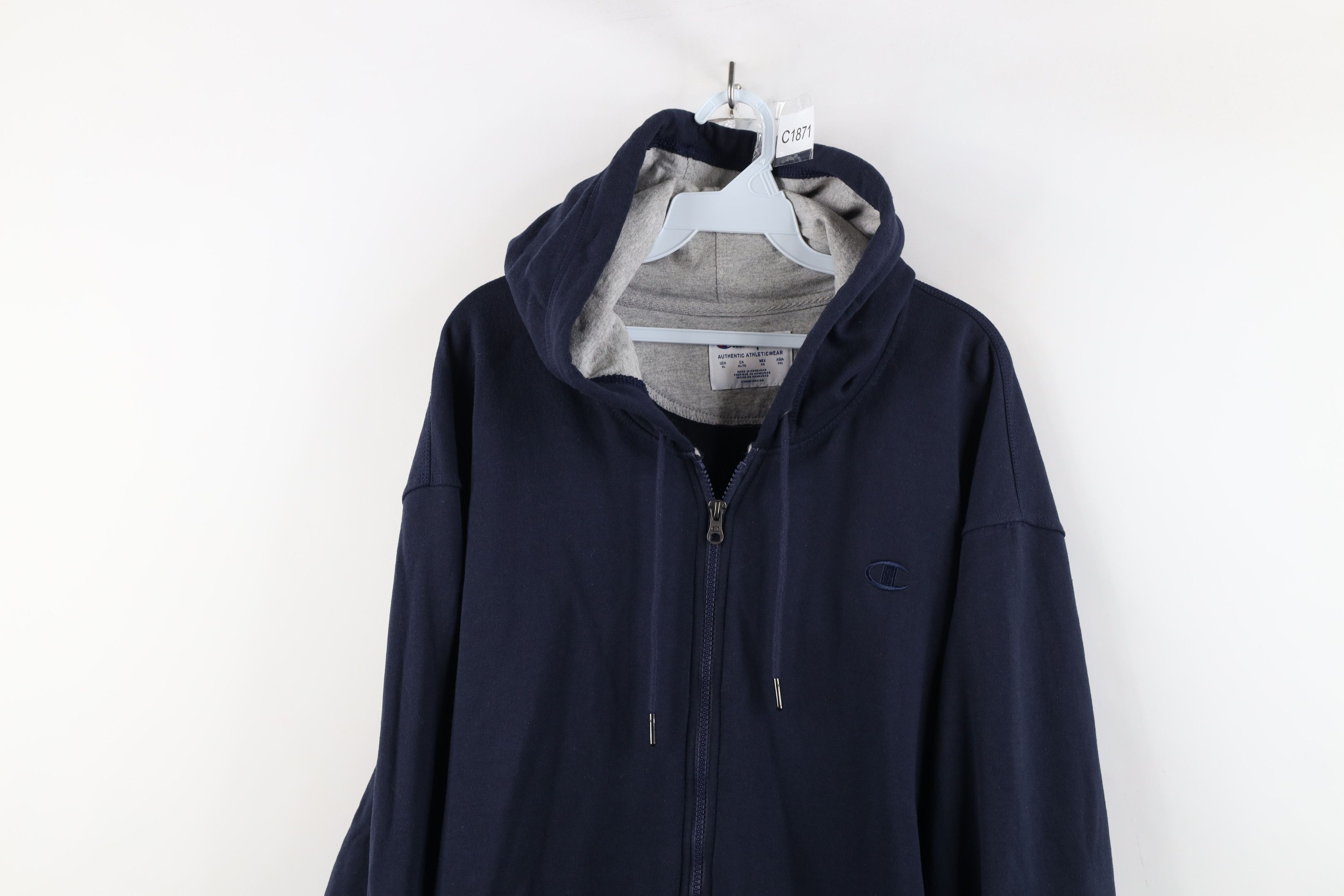 Champion × Vintage Vintage Champion Monochrome Full Zip Hoodie Sweatshirt Blue Size US XL / EU 56 / 4 - 2 Thumbnail
