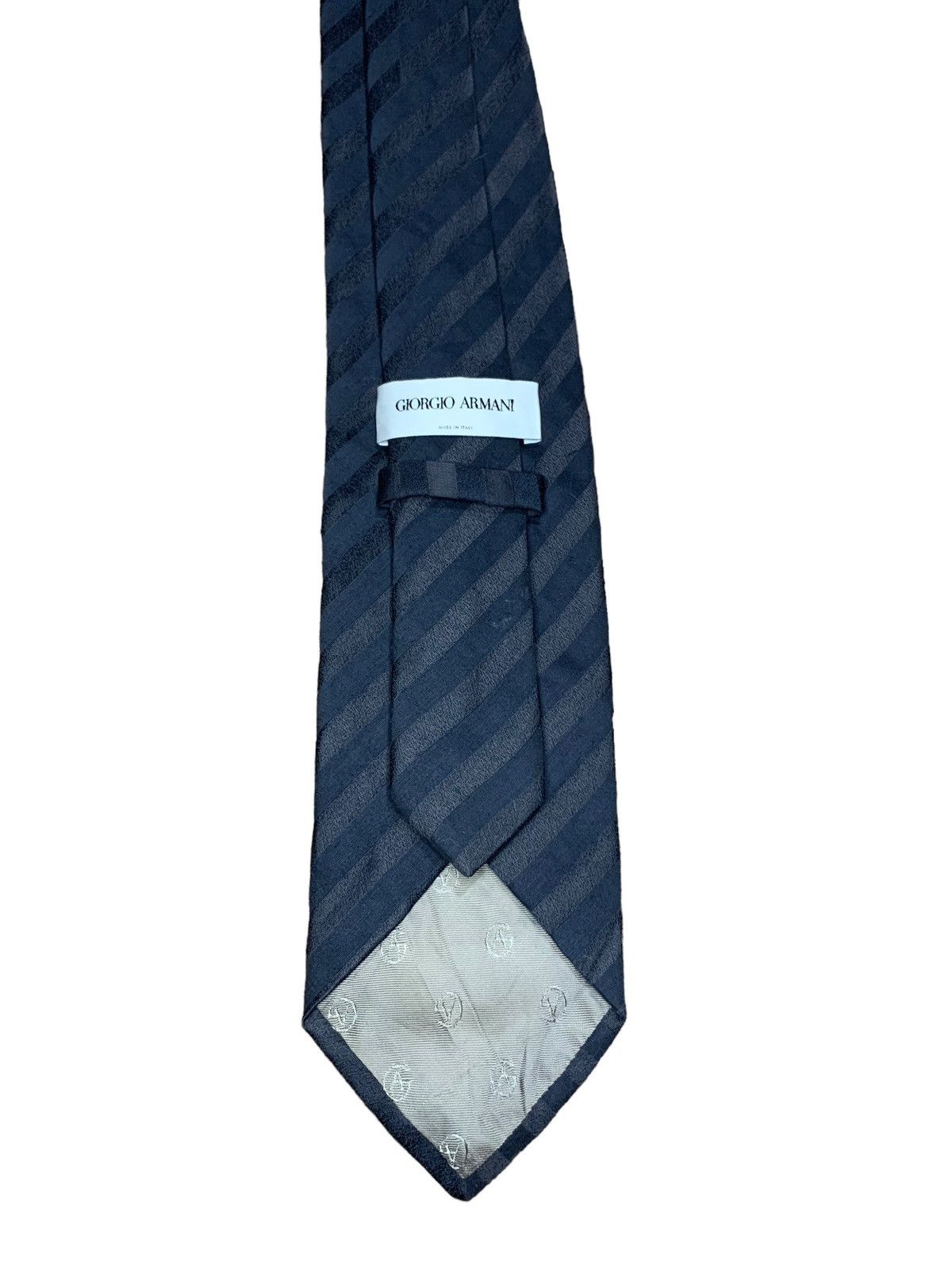 Armani Collezioni × Giorgio Armani Giorgio Armani diagonal stripe dark grey wool neck tie Size ONE SIZE - 5 Thumbnail