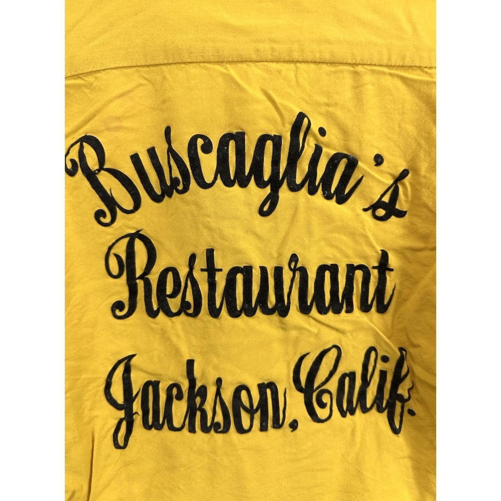 Vintage VTG 60s Artex Buscaglia's California Chain Stitch Cropped Bowling Button Shirt S Women Yellow Short Sleeve Rockabilly Style Mens Women Boys Girls Size S / US 4 / IT 40 - 4 Thumbnail
