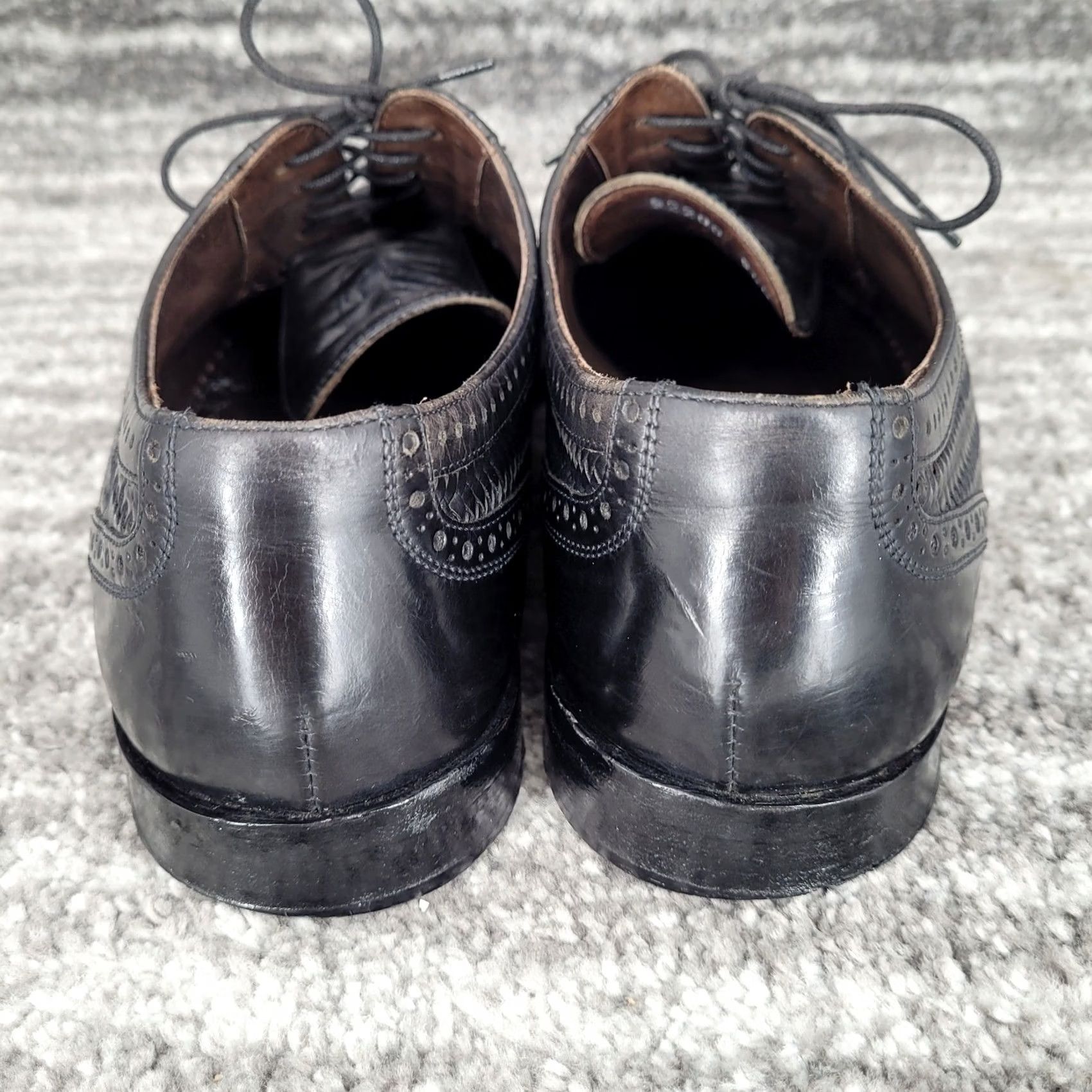 Cole Haan Cole Haan Mens 9.5 M Black Woven Leather Cap Toe Oxford Shoes Italy Size ONE SIZE - 3 Thumbnail