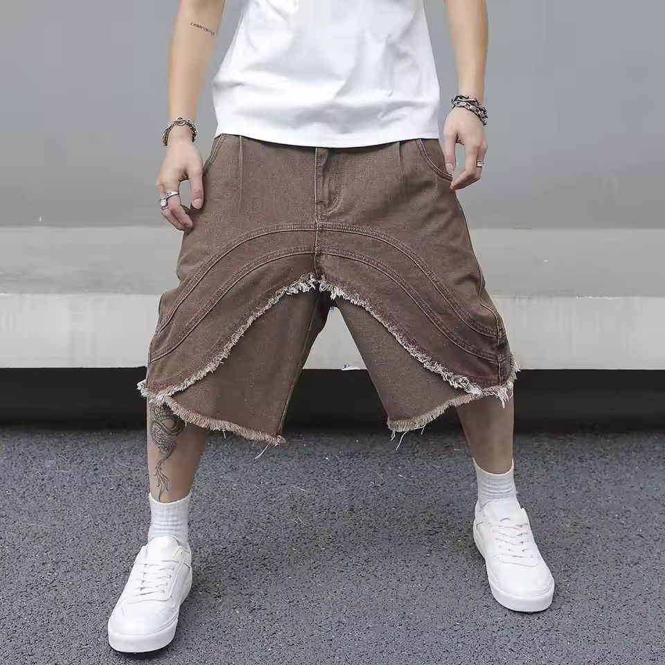 Japanese Brand brown denim shorts Size US 35 - 2 Thumbnail