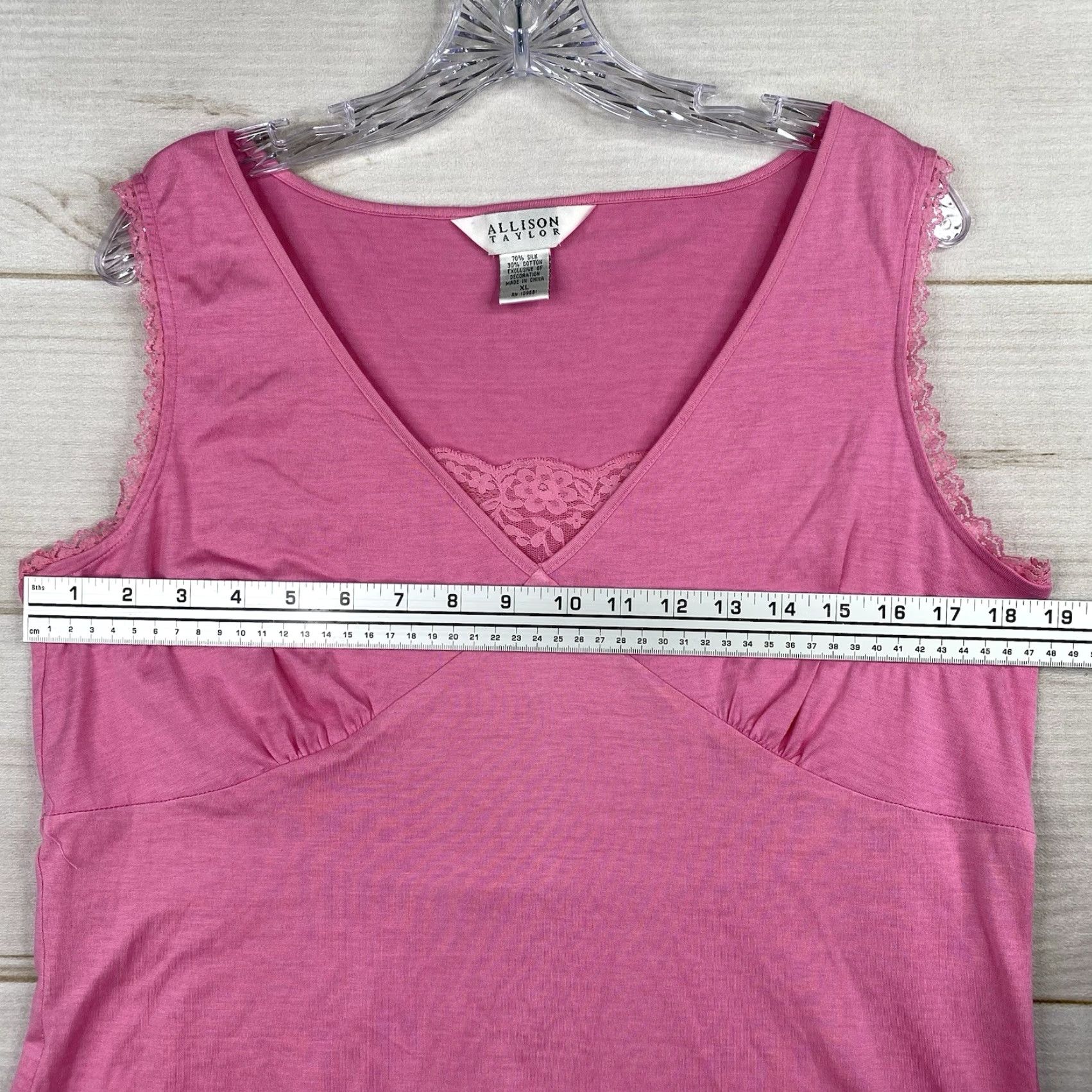 Vintage Vtg Allison Taylor Top Womens XL Pink Silk Blend V-Neck Tank Camisole Retro Size XL / US 12-14 / IT 48-50 - 7 Thumbnail