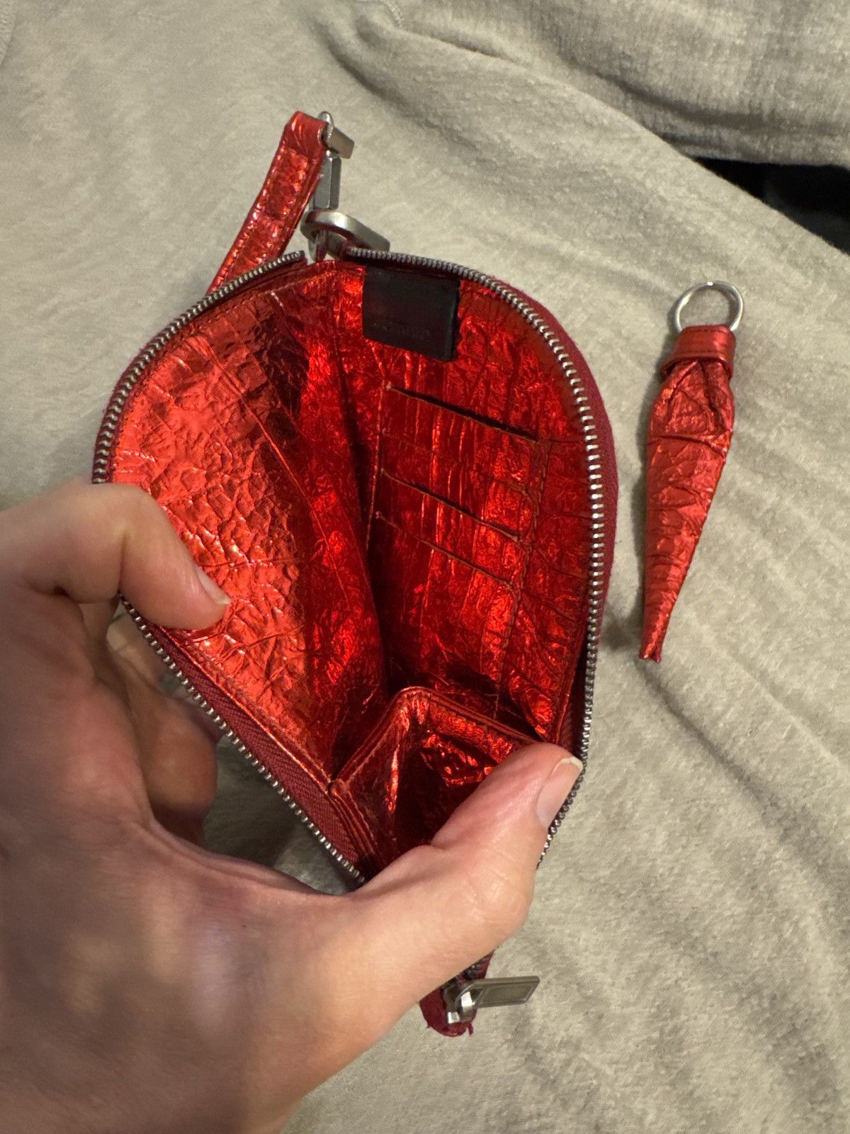 Rick Owens Rick Owens Cherry Red Neck Wallet Bag Pouch + Keychain Lot Size ONE SIZE - 4 Thumbnail