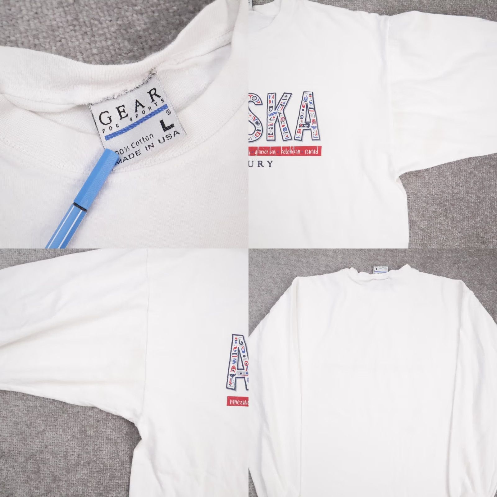 Vintage VINTAGE Alaska Mercury 90s USA Made in USA Cotton Long Sleeve T-Shirt L White Mens Size US L / EU 52-54 / 3 - 8 Thumbnail