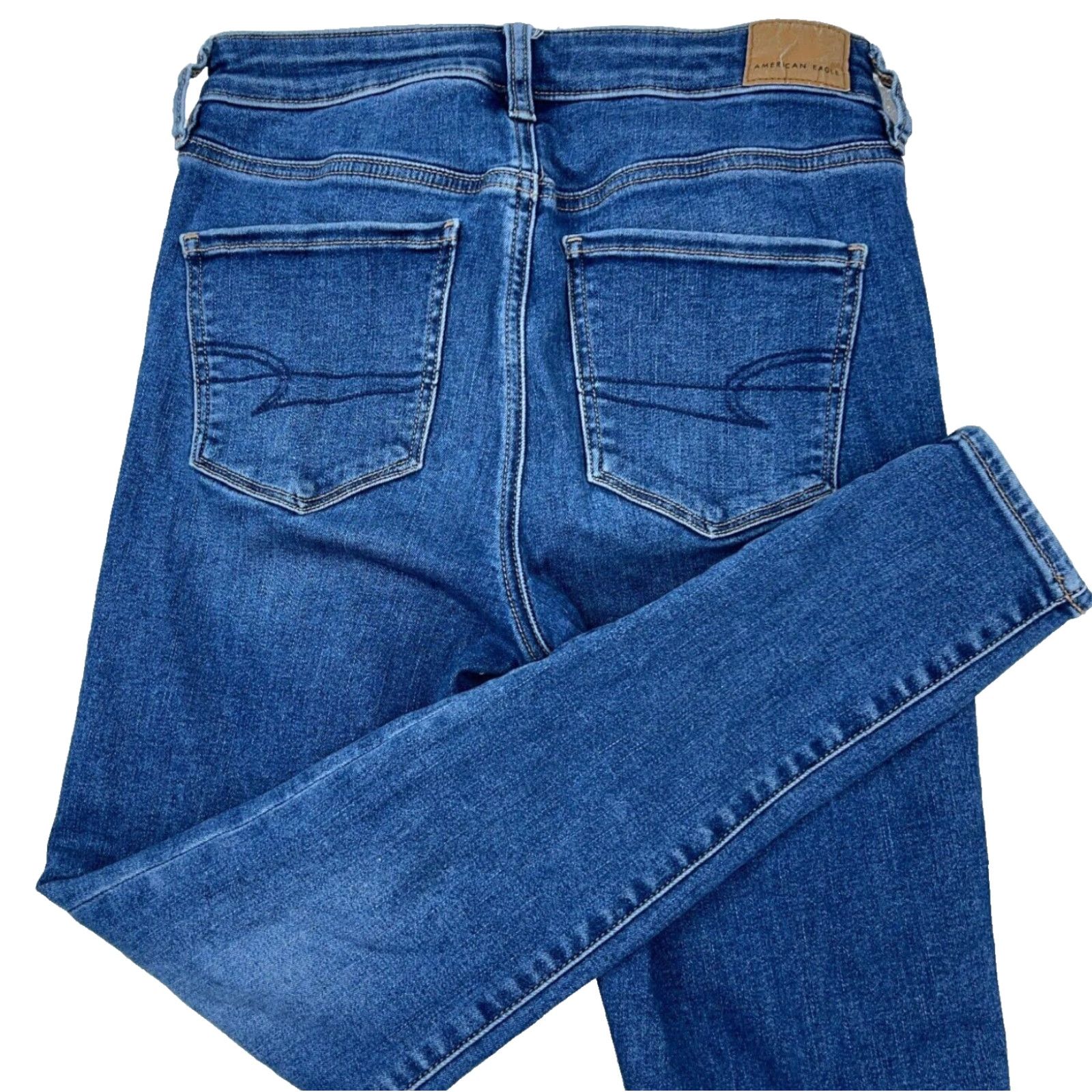 American Eagle Outfitters American Eagle Jeans Women 4 Short High Rise Jegging Med Wash Faded Stretch A80 Size 27" / US 4 / IT 40 - 2 Thumbnail