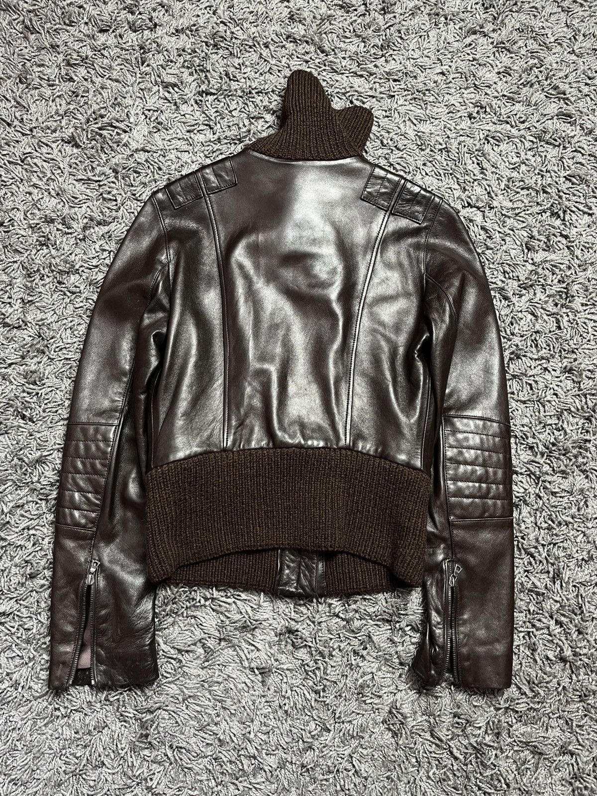 Japanese Brand Ventcouvert Paris Brown Leather Bomber Jacket Knit Collar Size M / US 6-8 / IT 42-44 - 11 Thumbnail