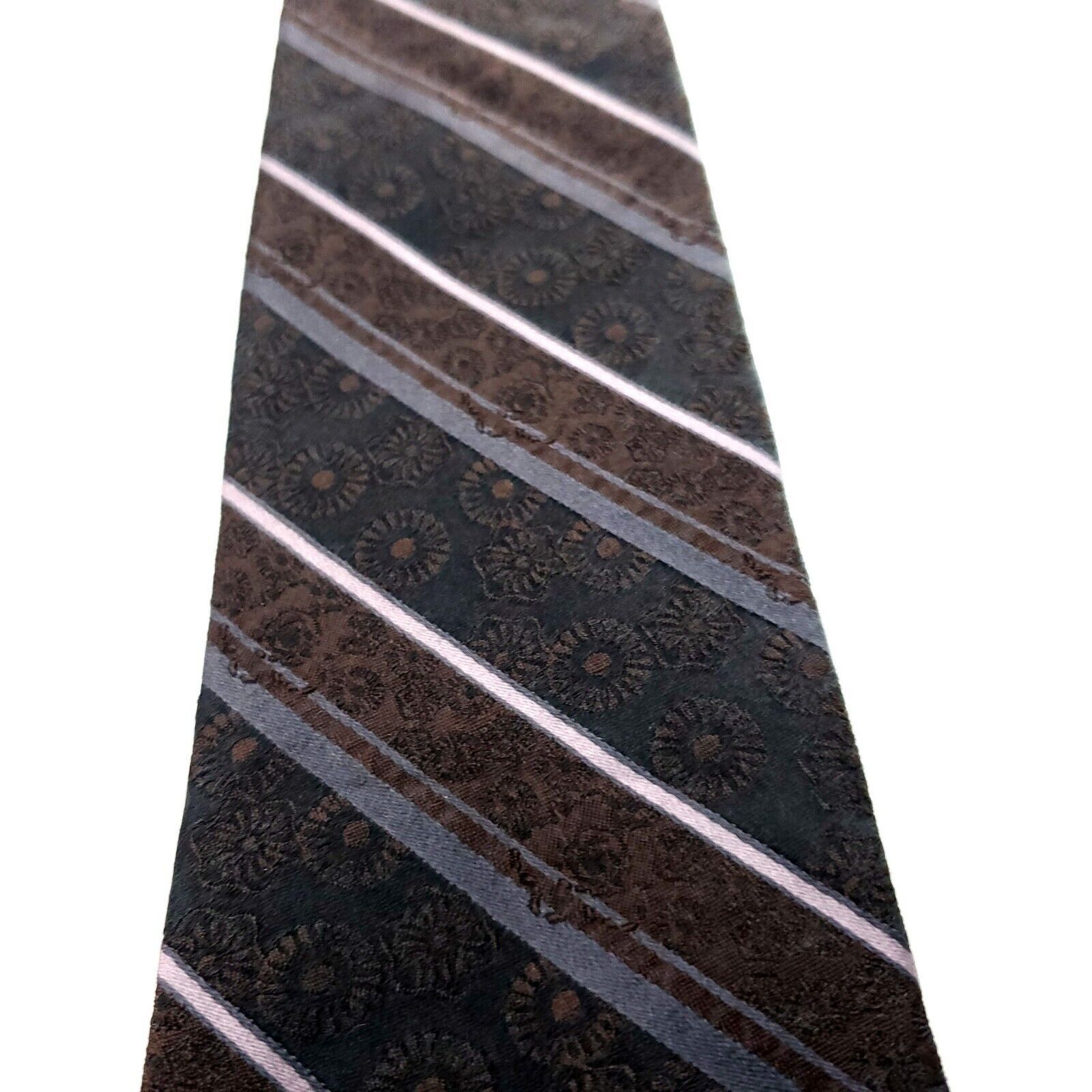DKNY DKNY Brown Silk Tie Woven Regimental Size ONE SIZE - 2 Thumbnail