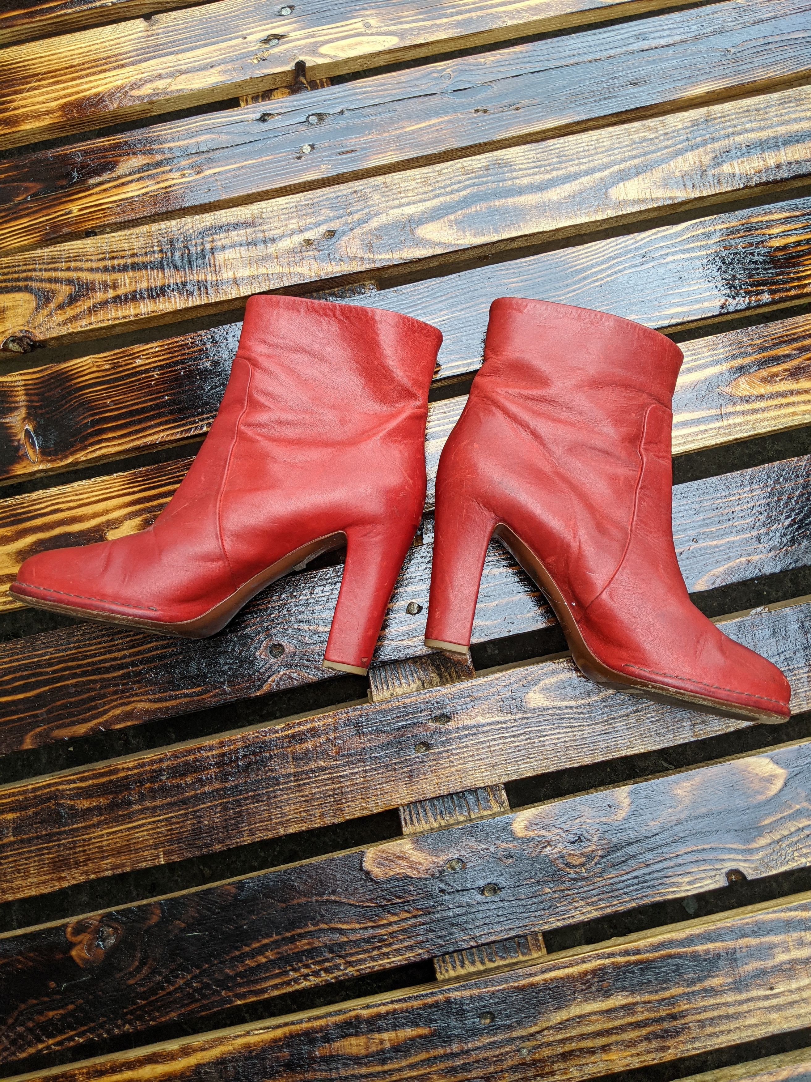 Genuine Leather × Vintage Roberto Del Carlo Red Leather Boots Size EU 38.5 US 7 Size US 8.5 / IT 38.5 - 3 Thumbnail