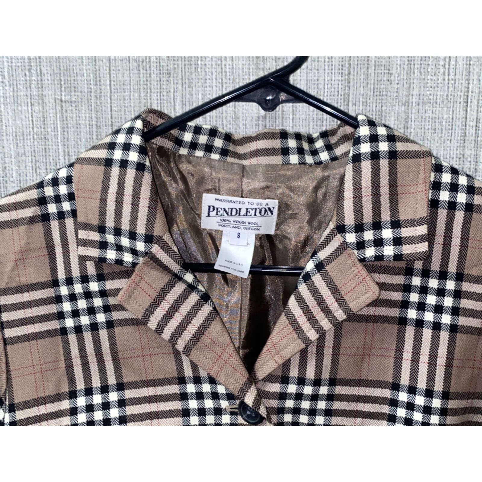 Pendleton Pendleton Sport Coat Jacket Beige Wool USA Made Size 8 Women Regular Plaid Button Front Fall Winter Size M / US 6-8 / IT 42-44 - 3 Thumbnail