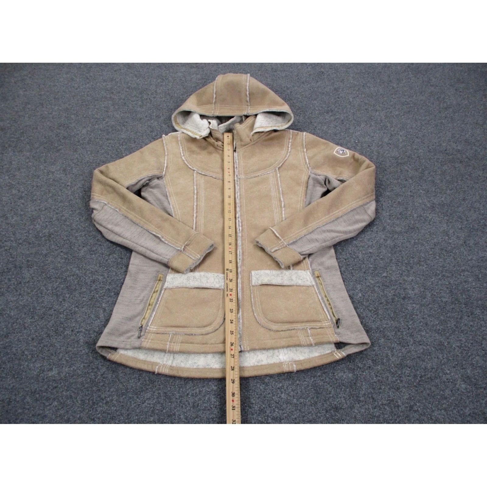 Vintage Kuhl Jacket Womens L Beige Wool Blend Fleece Hooded Outdoors Hiking Camping Jacket Size L / US 10 / IT 46 - 3 Thumbnail