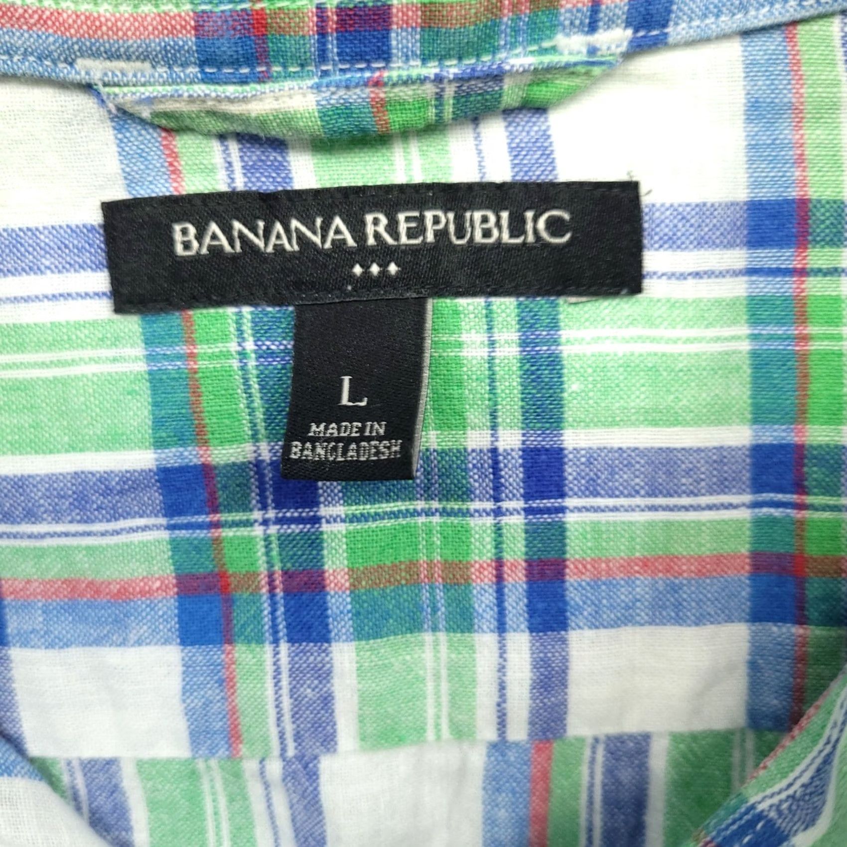 Banana Republic Banana Republic Mens Button-Down Shirt L Plaid Linen Cotton Blend Green Blue Long Sleeve Button-Up Casual Shirt Menswear Size US L / EU 52-54 / 3 - 3 Thumbnail