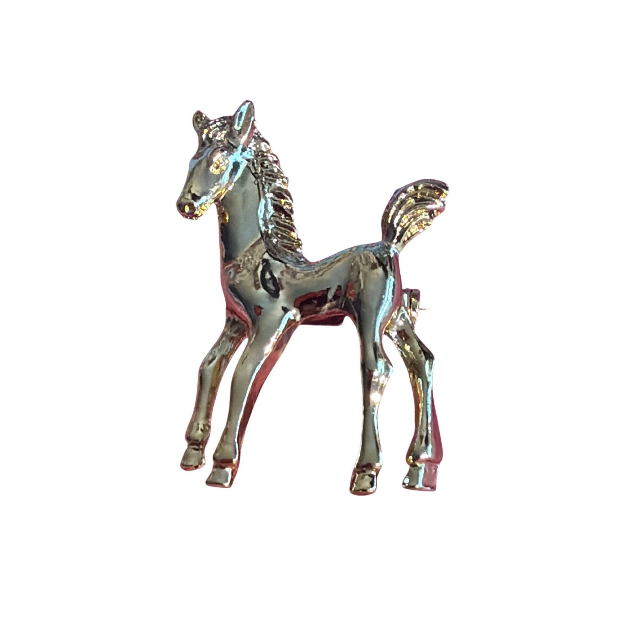 Other Vintage Gold Tone Horse Pony Brooch Pin Foal 1.5" Tall Estat Size ONE SIZE - 1 Thumbnail