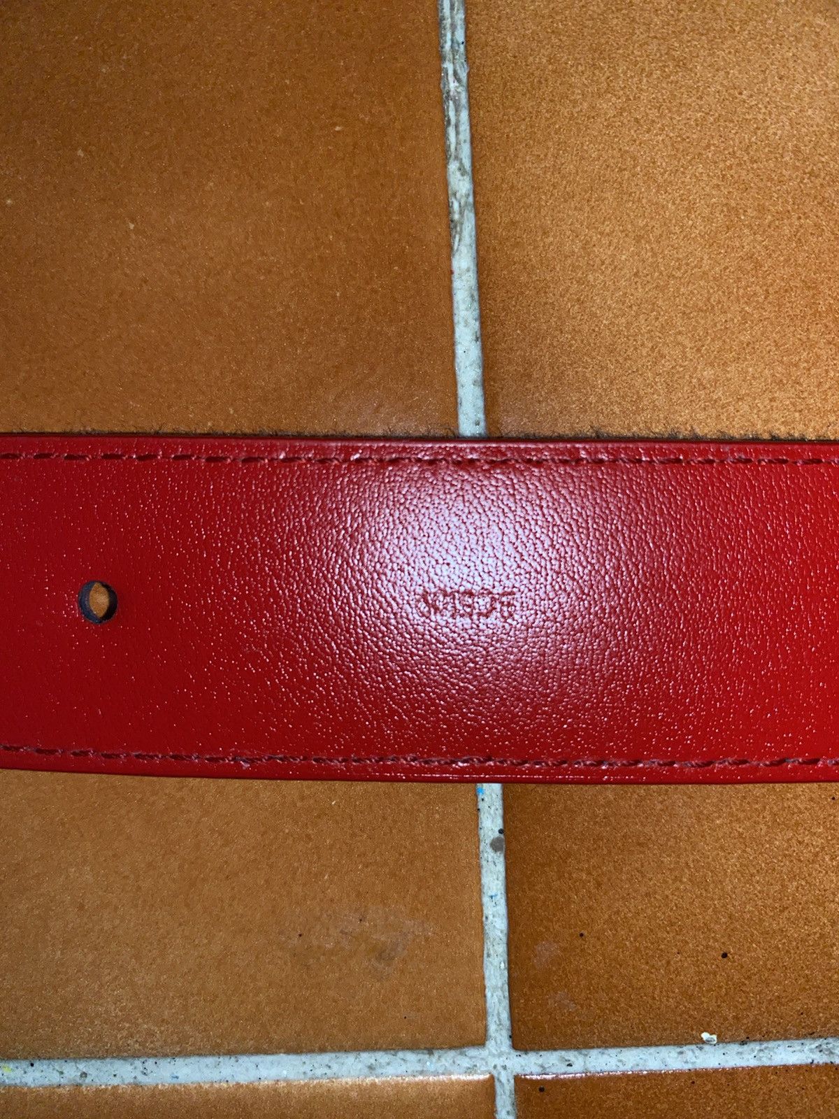 Louis Vuitton Unisex LOUIS VUITTON DENIM/RED BELT GOLD TONE HARDWARE, Size ONE SIZE - 23 Thumbnail