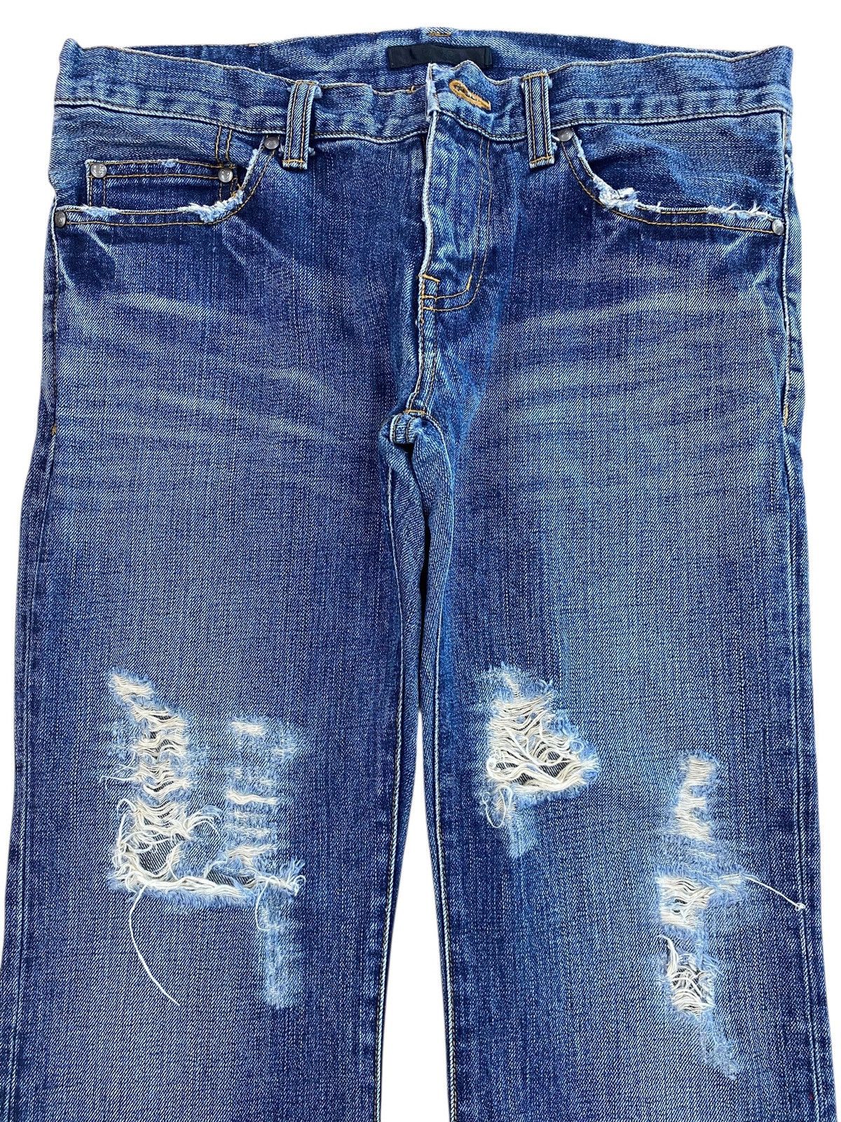 Japanese Brand Blue Wash Distressed Style Flare Jeans
