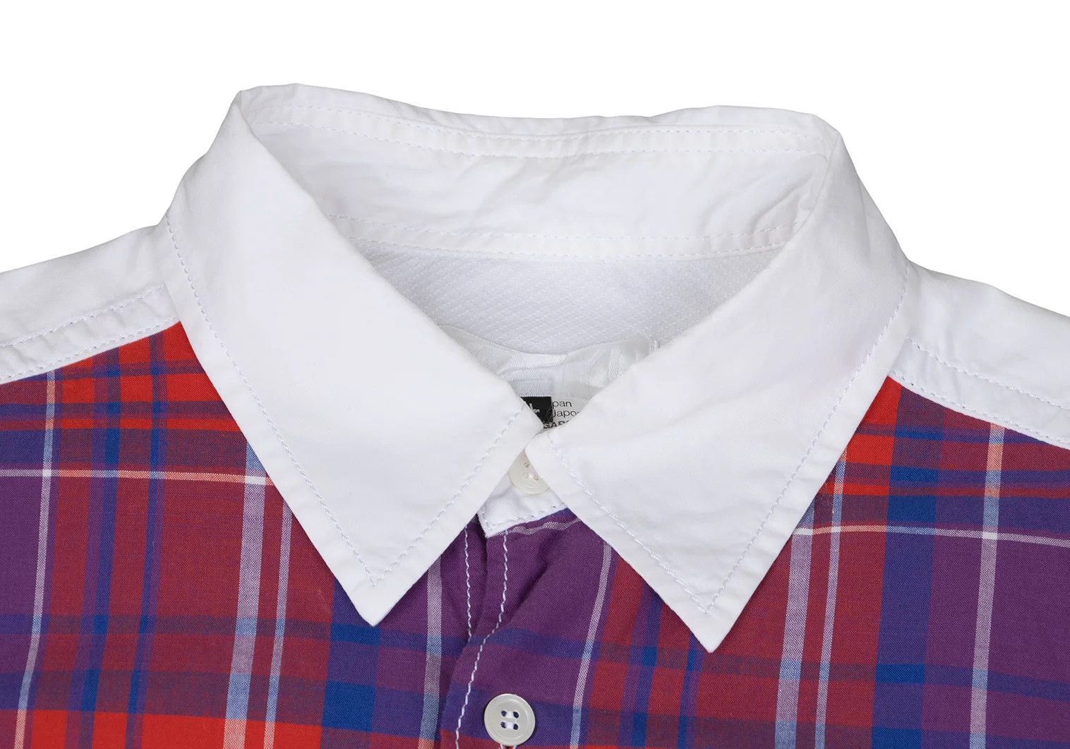 Ganryu Check Mesh Long Sleeve Shirt in Red and White, L Size US L / EU 52-54 / 3 - 3 Thumbnail