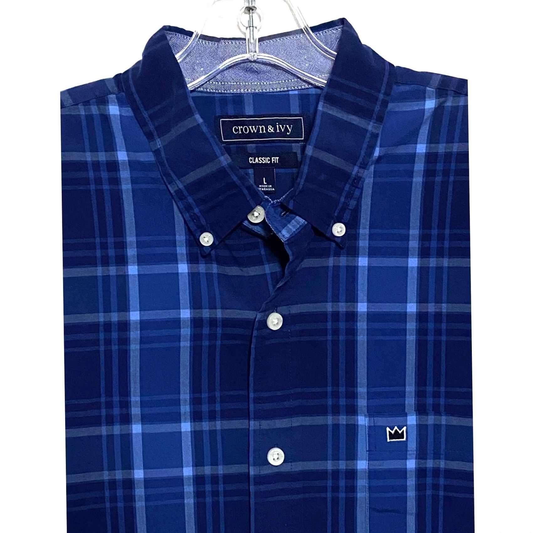 Vintage Crown & Ivy Plaid Button Shirt Men L Classic Fit Blue Preppy Office Coastal Work Size US L / EU 52-54 / 3 - 2 Thumbnail