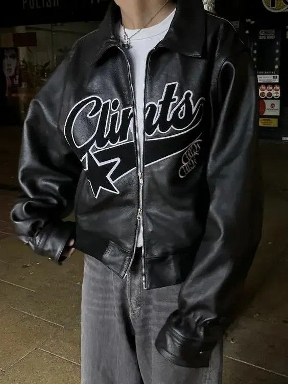 Japanese Brand Vintage Clint's Leather Bomber Letterman Jacket Size US L / EU 52-54 / 3 - 2 Thumbnail
