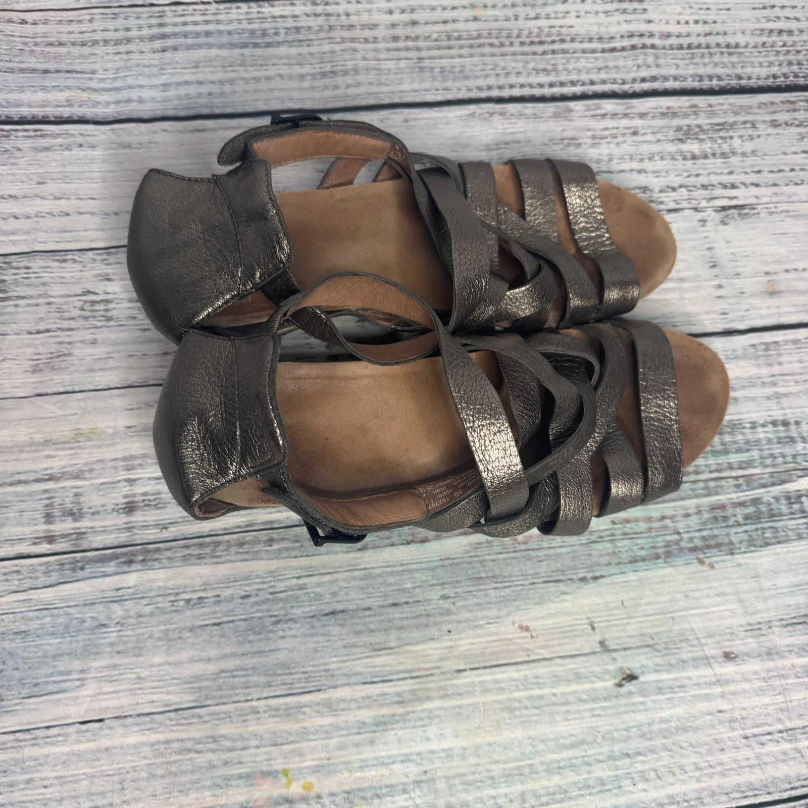 Dansko Dansko Vivian Gladiator Sandal Pewter Nappa Leather Wedge 9 Size US 9 / IT 39 - 3 Thumbnail