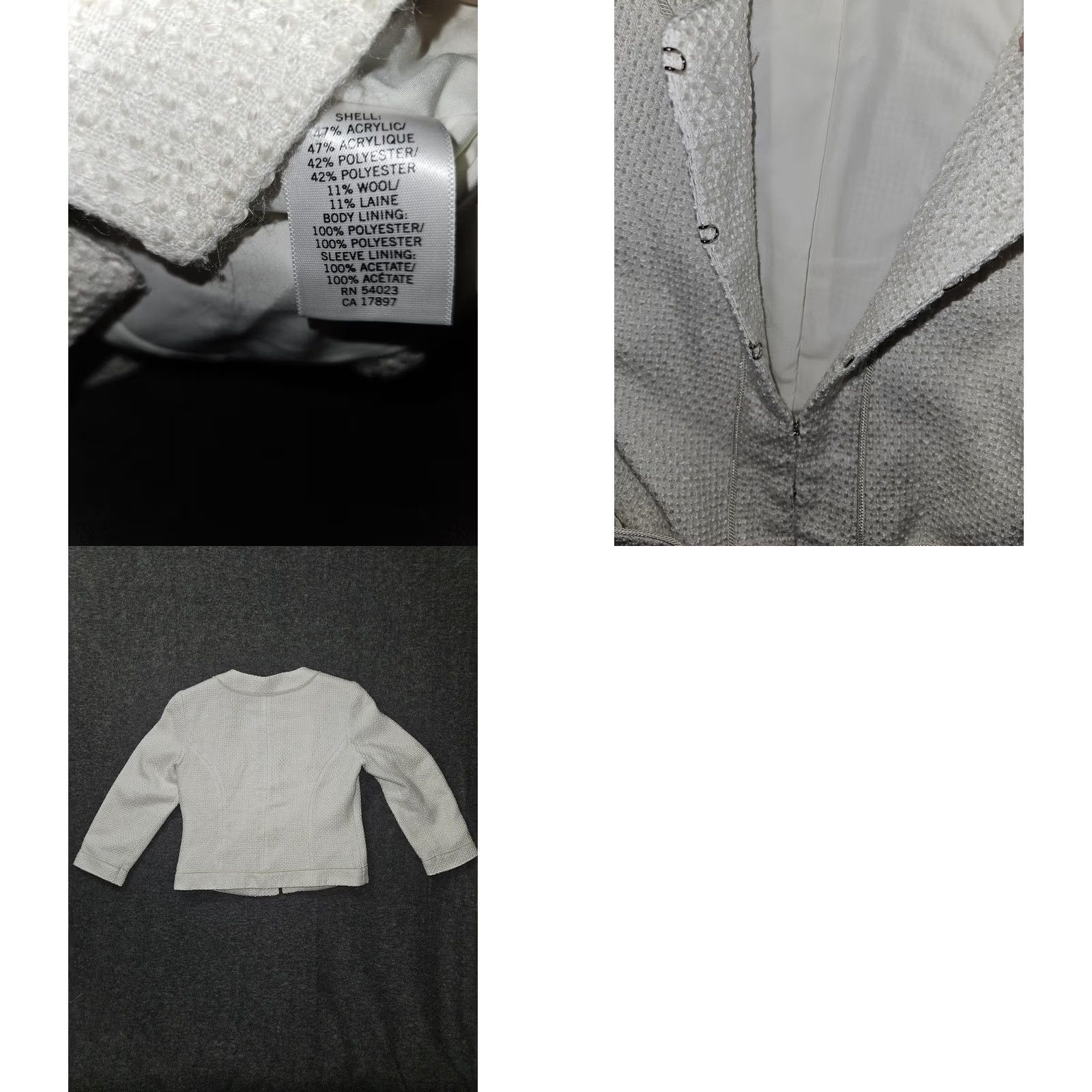 Banana Republic VINTAGE Banana Republic Jacket Womens Petite 4P White Boucle Textured Lined Pockets Hook Wool Blazer Short 2 Front Pockets Notched Black? Size S / US 4 / IT 40 - 8 Thumbnail