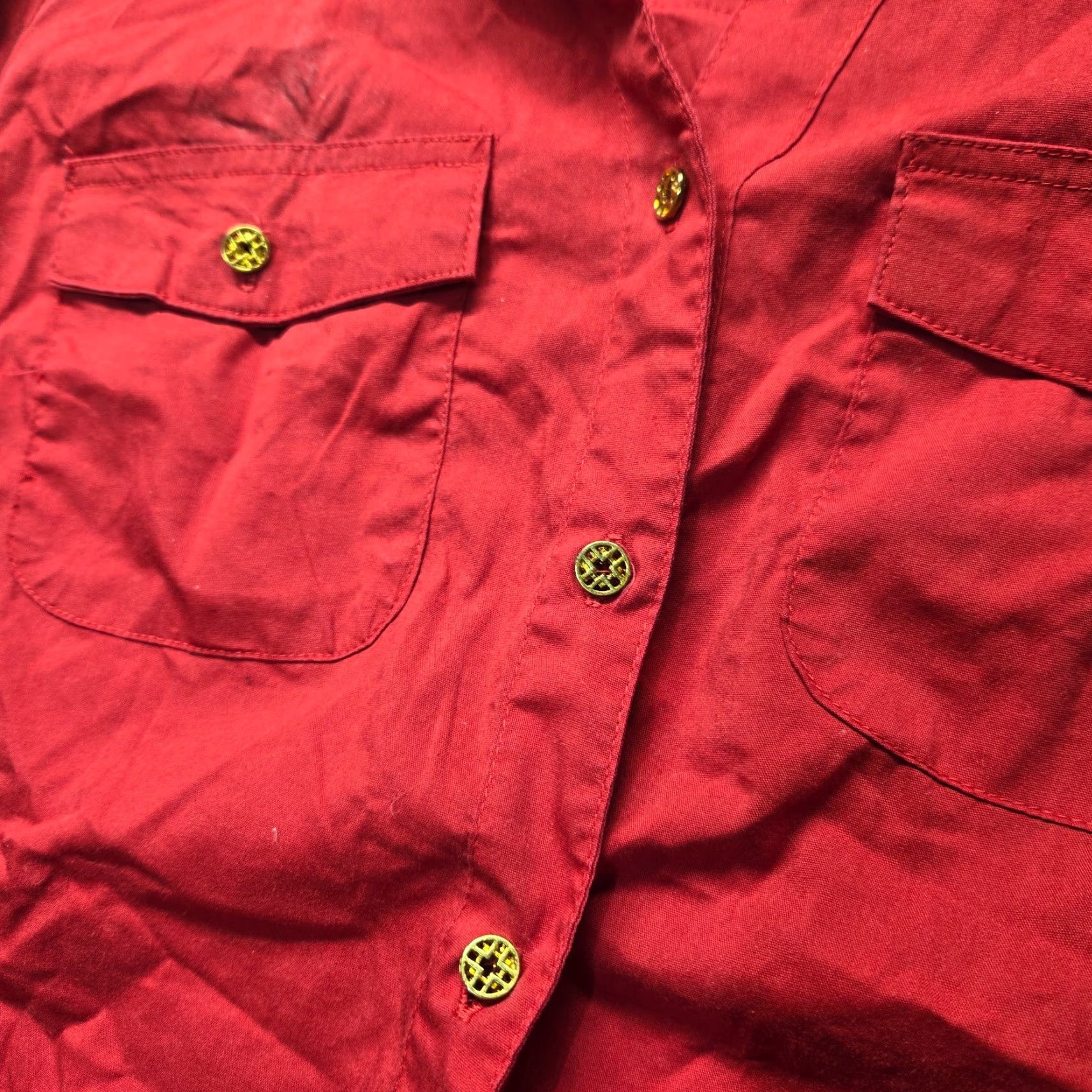 Vintage Emily Daniels Shirt Women S Red Solid Button-Up Collared Henley Long Sleeve Casual Dress Up? Size S / US 4 / IT 40 - 4 Thumbnail