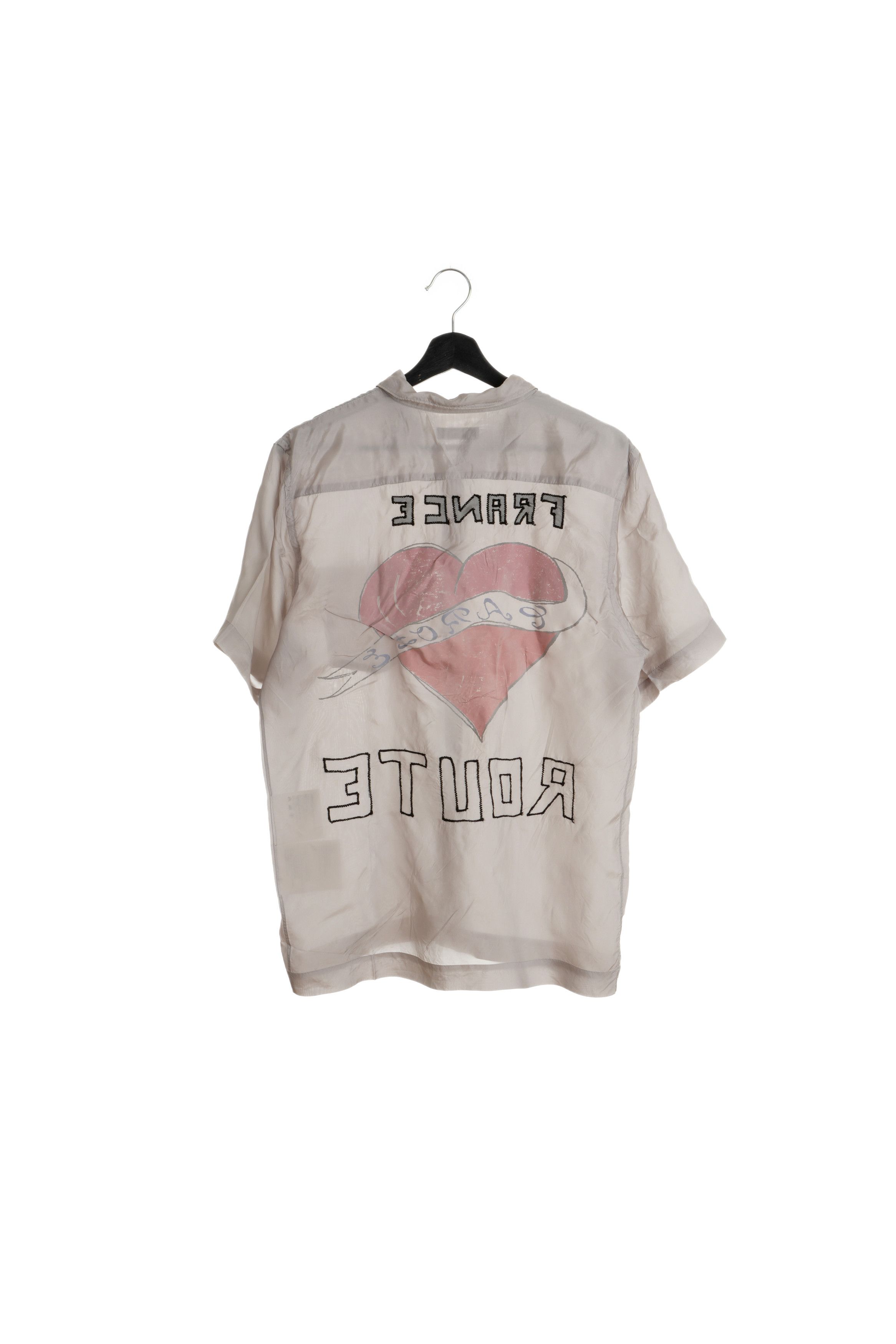 Comme des Garcons Homme Plus SS2004 "France and a Rose Route" Painted Cupro Shirt Size US M / EU 48-50 / 2 - 4 Thumbnail