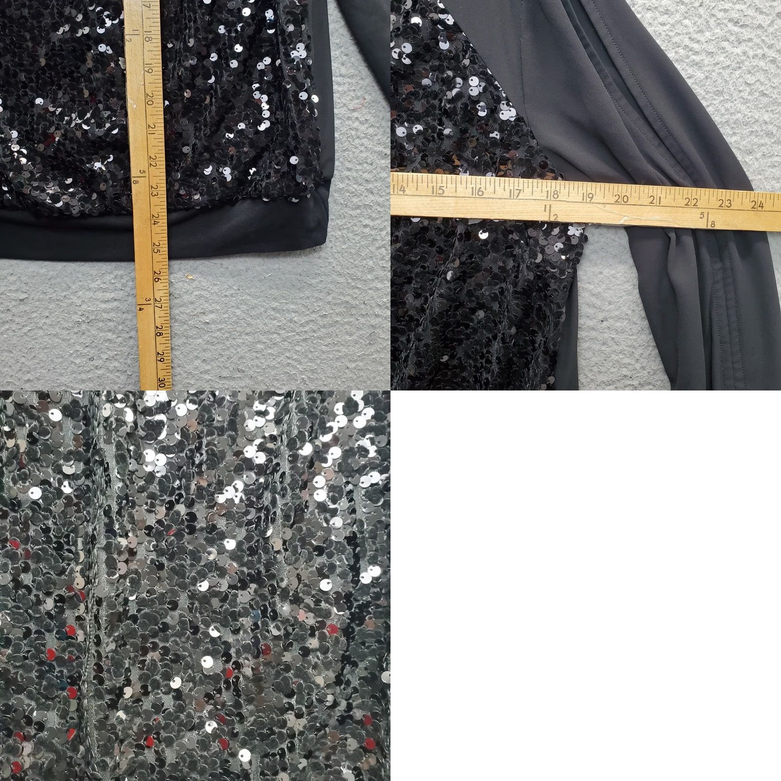 Vintage Cache Womens Blouse L Black Round Neck Sequin Cold Shoulder Sleeve Stretch Casual Travel Patchwork: None Size L / US 10 / IT 46 - 8 Thumbnail