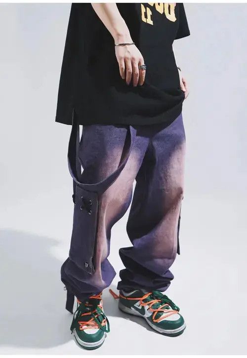 Punk Cargo Jeans Men Hip Hop Denim Trousers