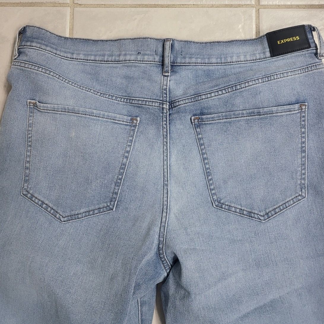 Express Express Light Wash Straight Ankle High Rise Jeans - Sz 16L Size 38" / US 16 / IT 52 - 3 Thumbnail