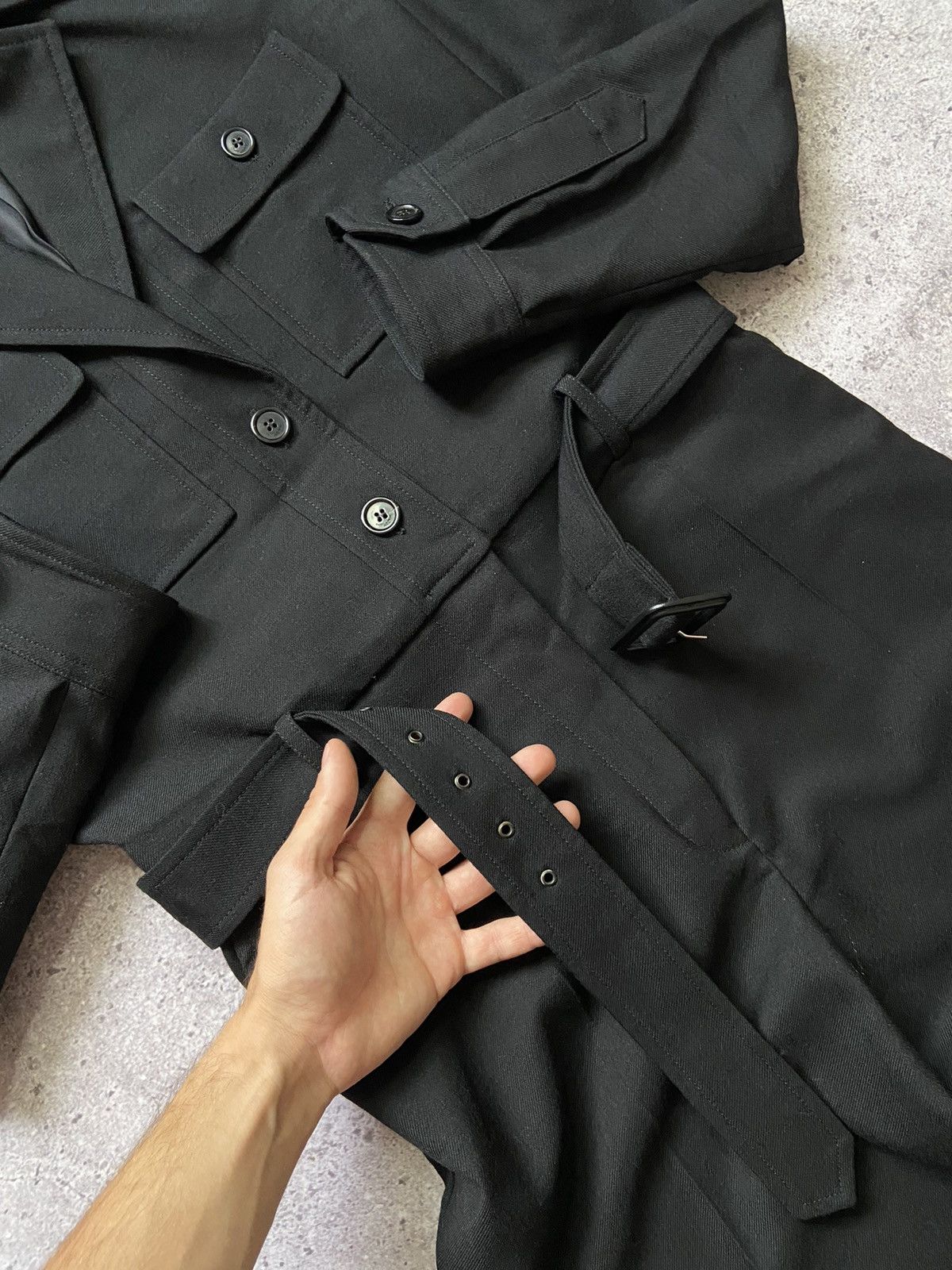 Saint Laurent Paris Saint Laurent Belted Jumpsuit Black Wool Size 30" / US 8 / IT 44 - 3 Thumbnail