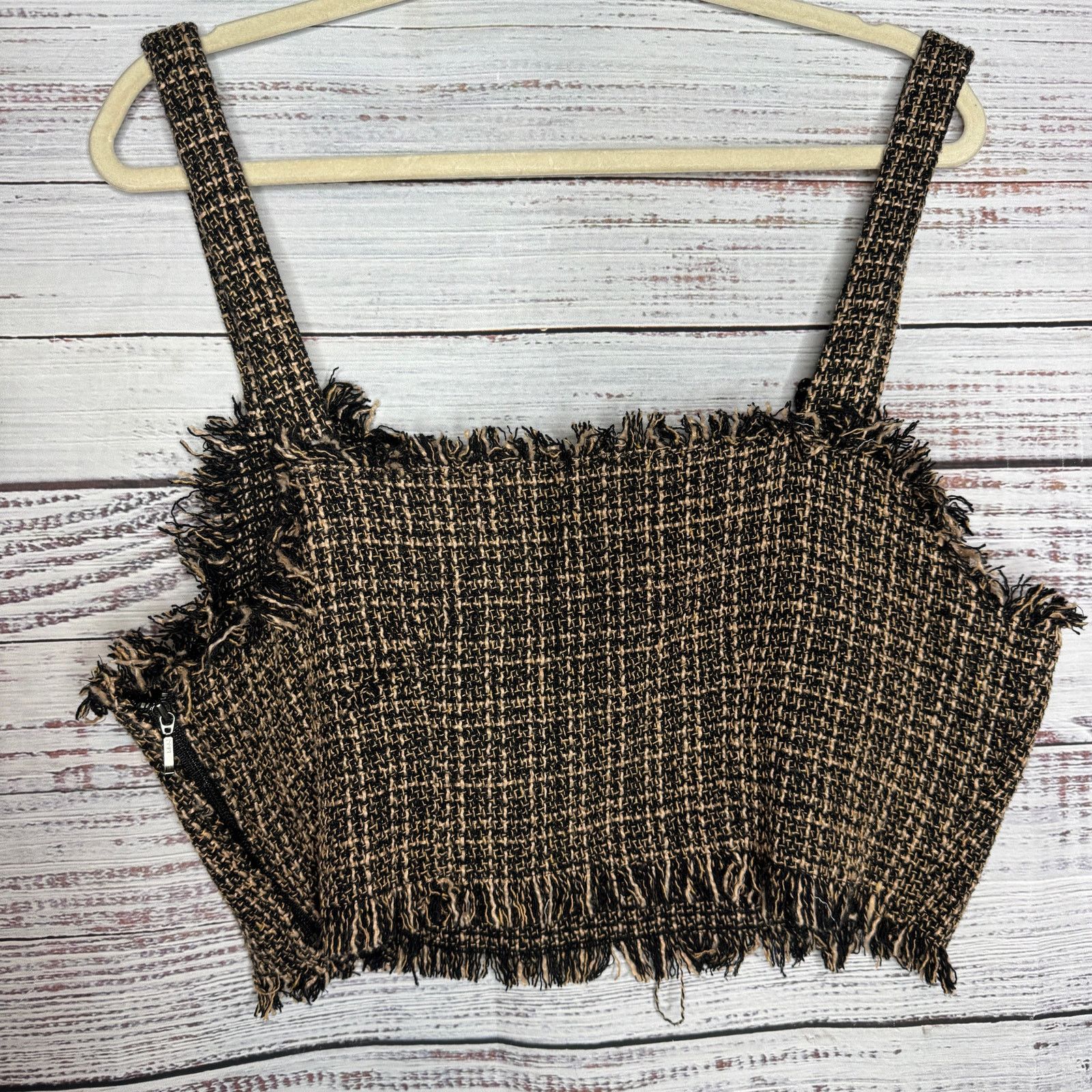 Anthropologie Mare Mare x Anthropologie Tweed Crop Top Fray Square Neck L Size L / US 10 / IT 46 - 4 Thumbnail