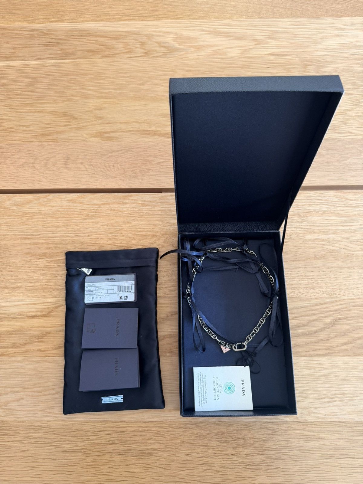 Prada PRADA Triangle Charm Chain Silver Brass Necklace With Clasp Size ONE SIZE - 5 Thumbnail