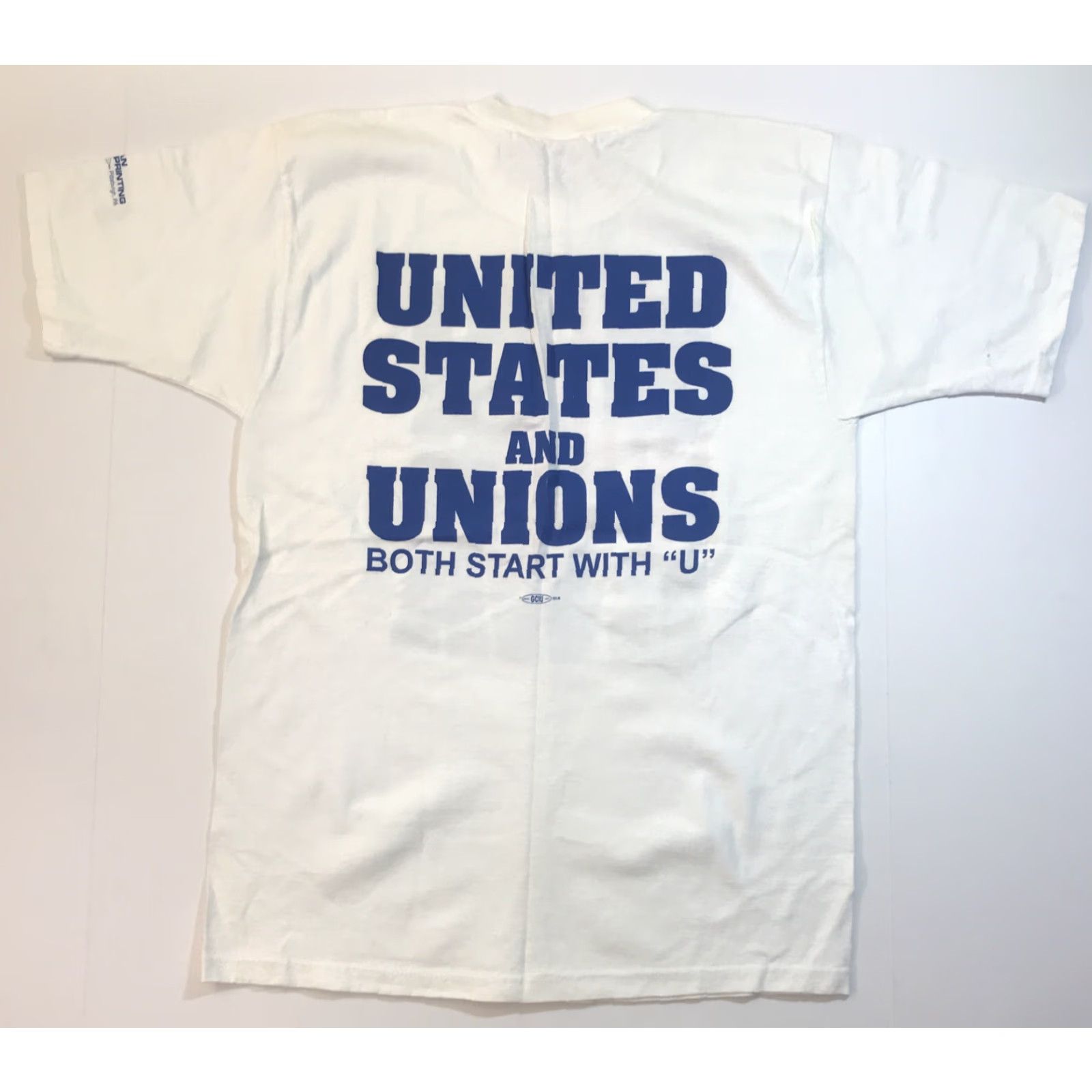 Vintage VINTAGE Lifewear USA CWA Communication Workers Of America Shirt Unisex Adult M Short Sleeve White 1990s Graphic Tee Mens Womens Size US M / EU 48-50 / 2 - 4 Thumbnail
