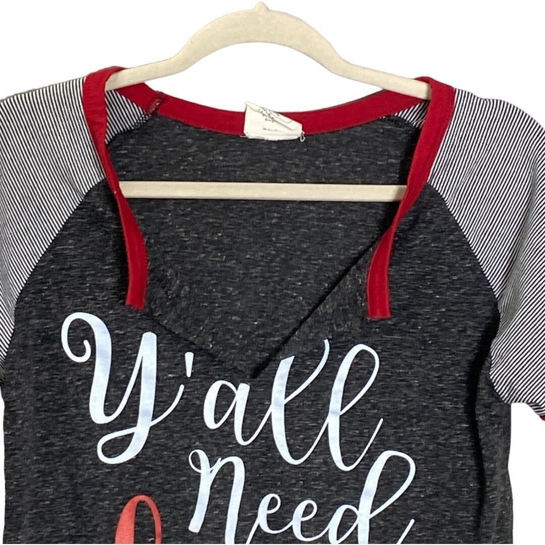 Other T Shirt Y'all Need Love Graphic Print Striped Short Sleeves Size S / US 4 / IT 40 - 3 Thumbnail